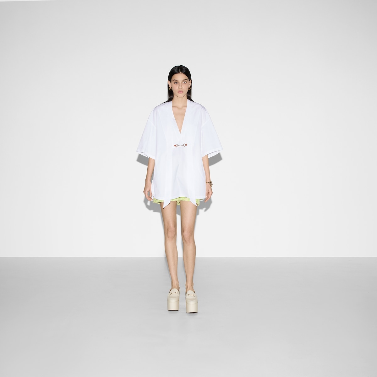 Cotton poplin dress with Horsebit - 2