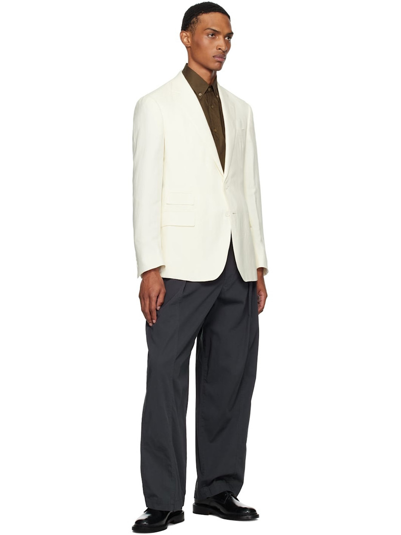 Ralph Lauren Off-White Silk Linen Single-Breasted Blazer outlook