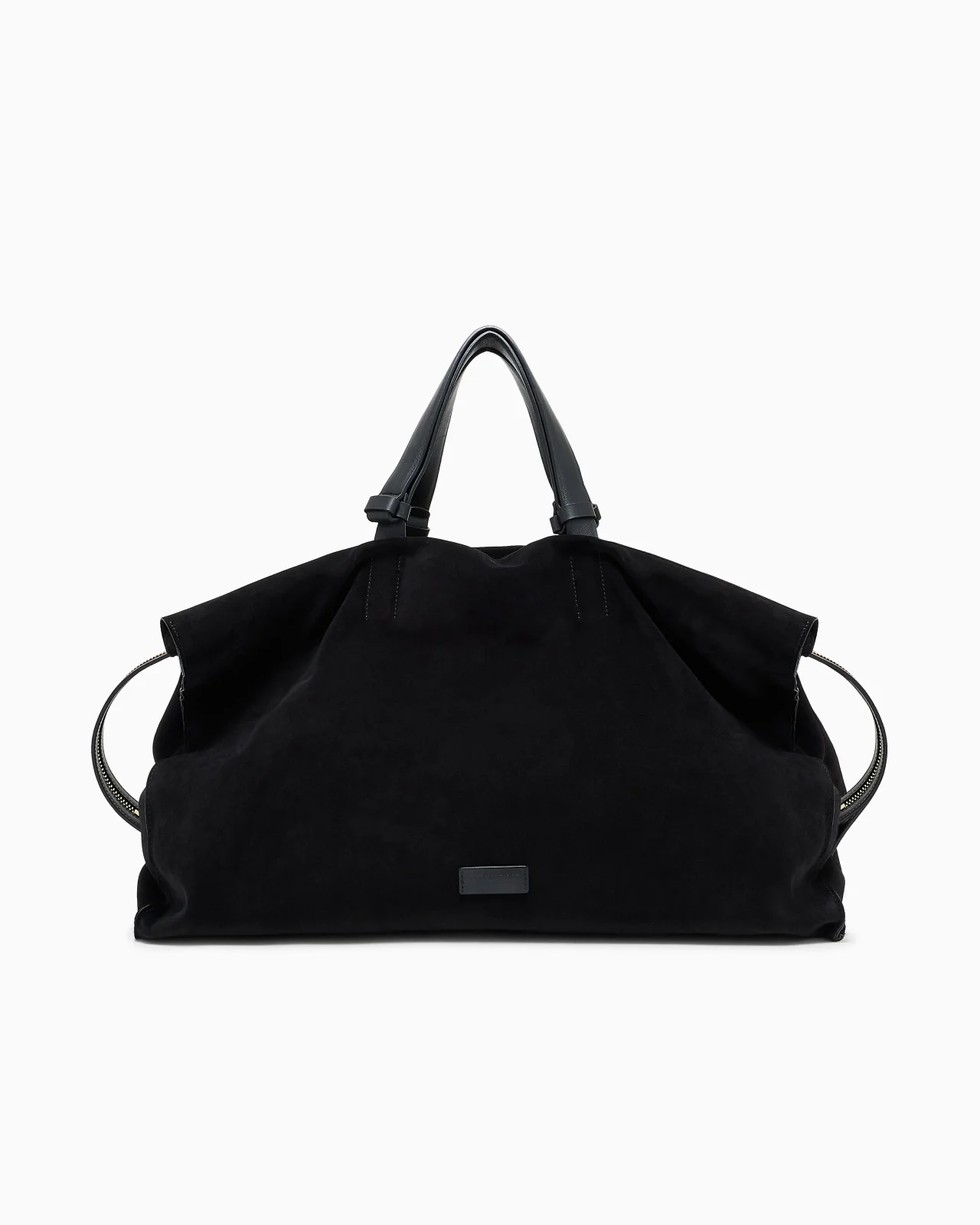 SUEDE TRAVEL DUFFEL BAG WITH LEATHER HANDLES AND ZIPPER - 1