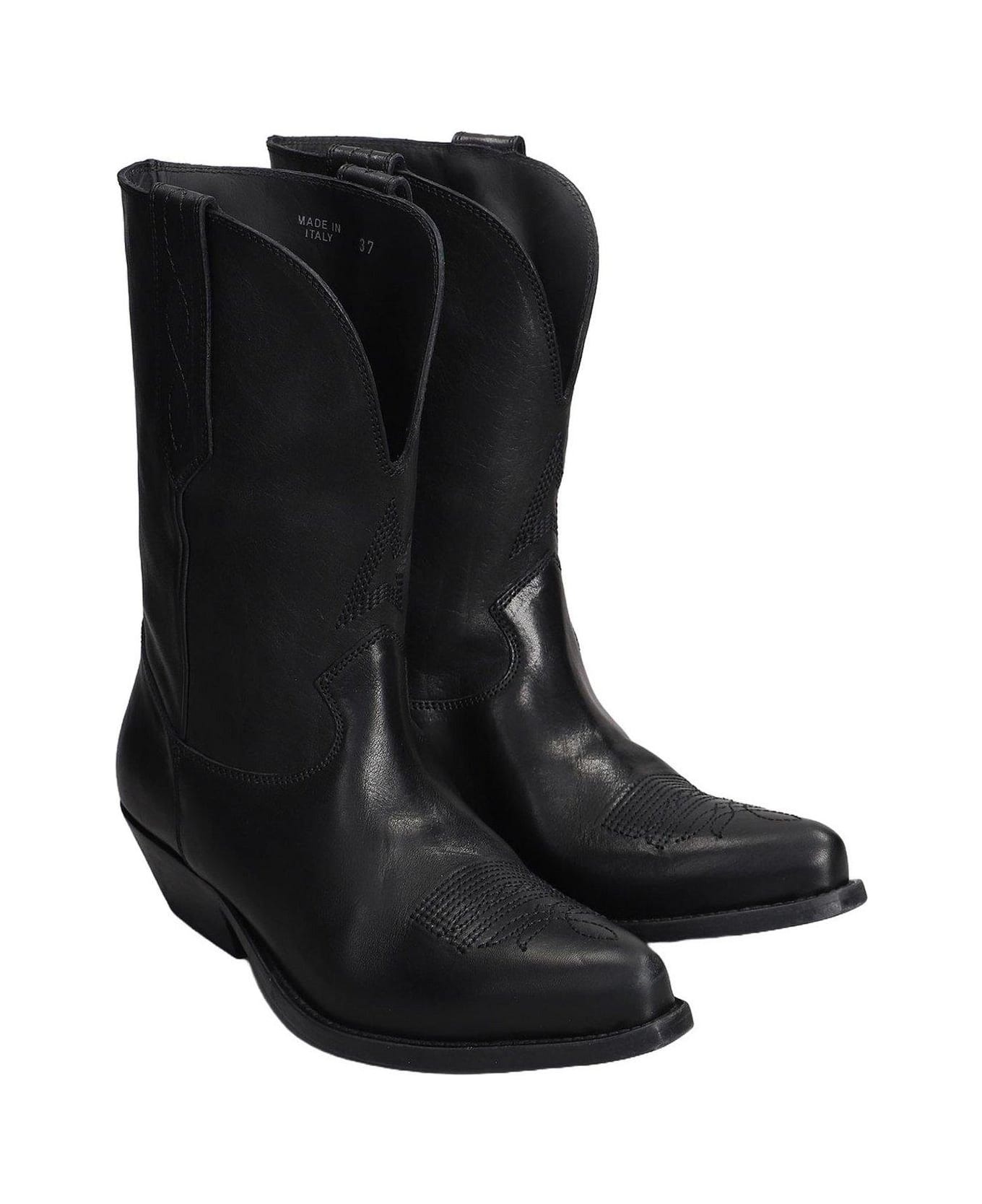 Wish Star Texan Ankle Boots In Black Leather - 2