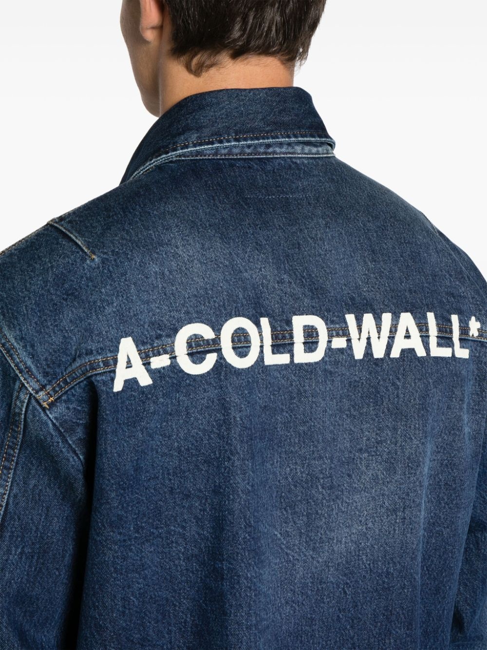 logo-appliquÃ© washed-denim cotton jacket - 5