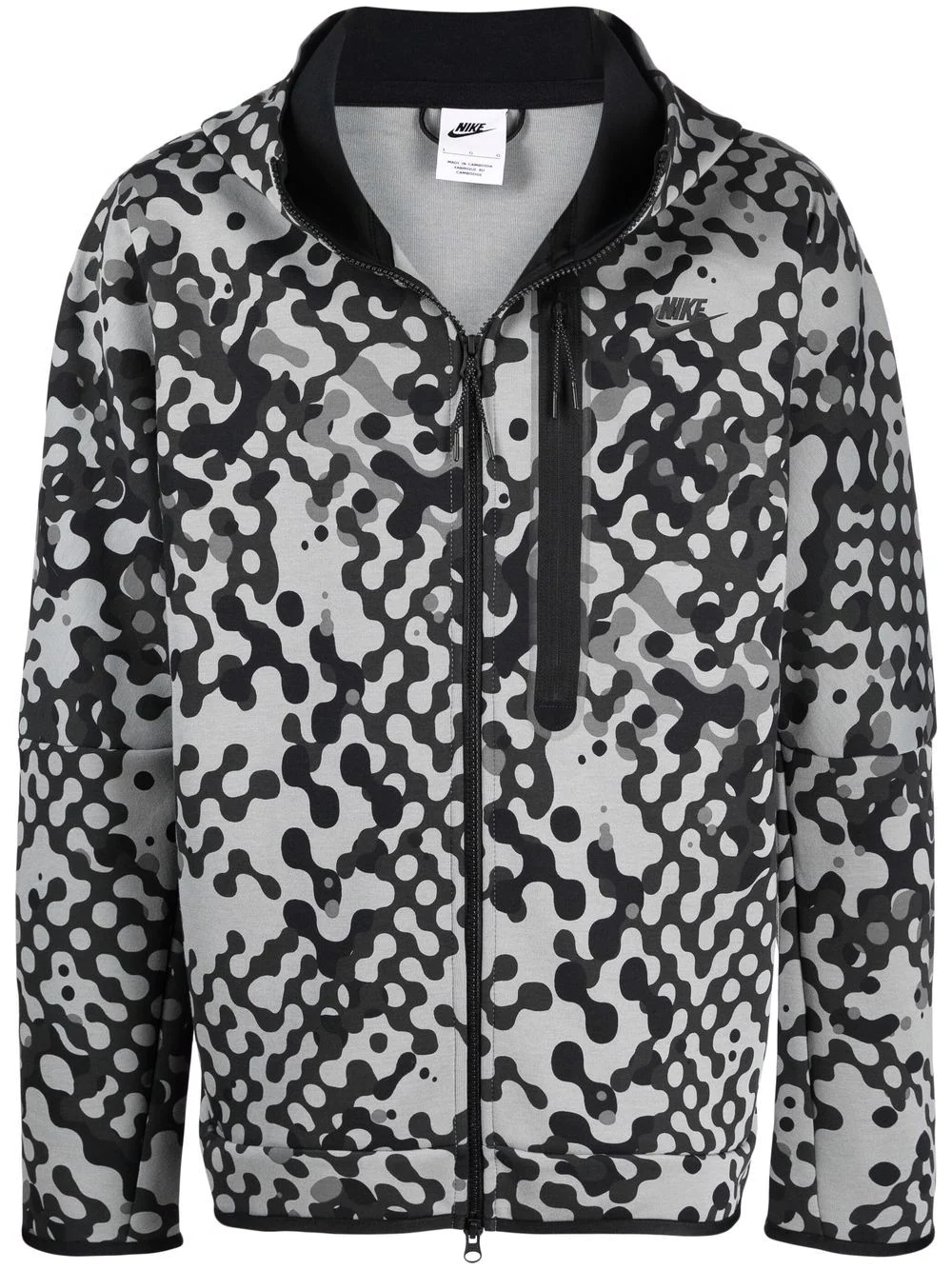 abstract-print zip-up hoodie - 1