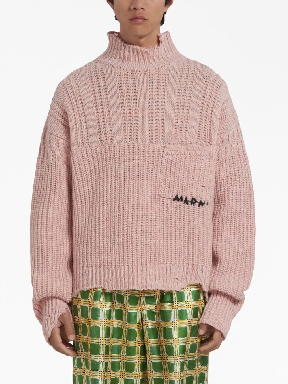 distressed-finish cable-knit jumper - 3