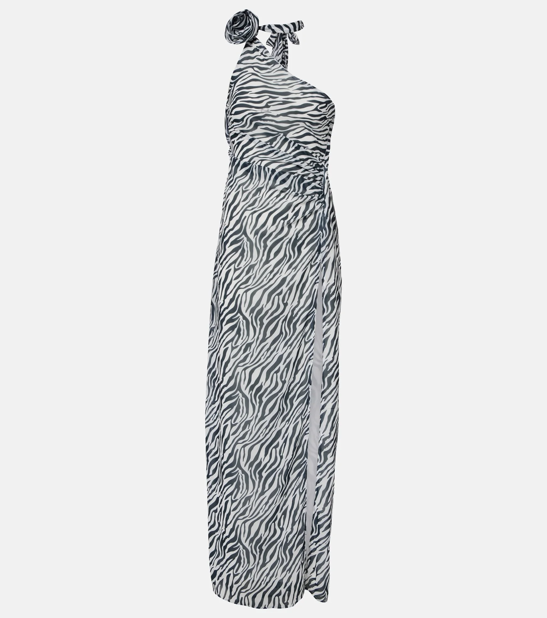 Louise zebra-print one-shoulder maxi dress - 1