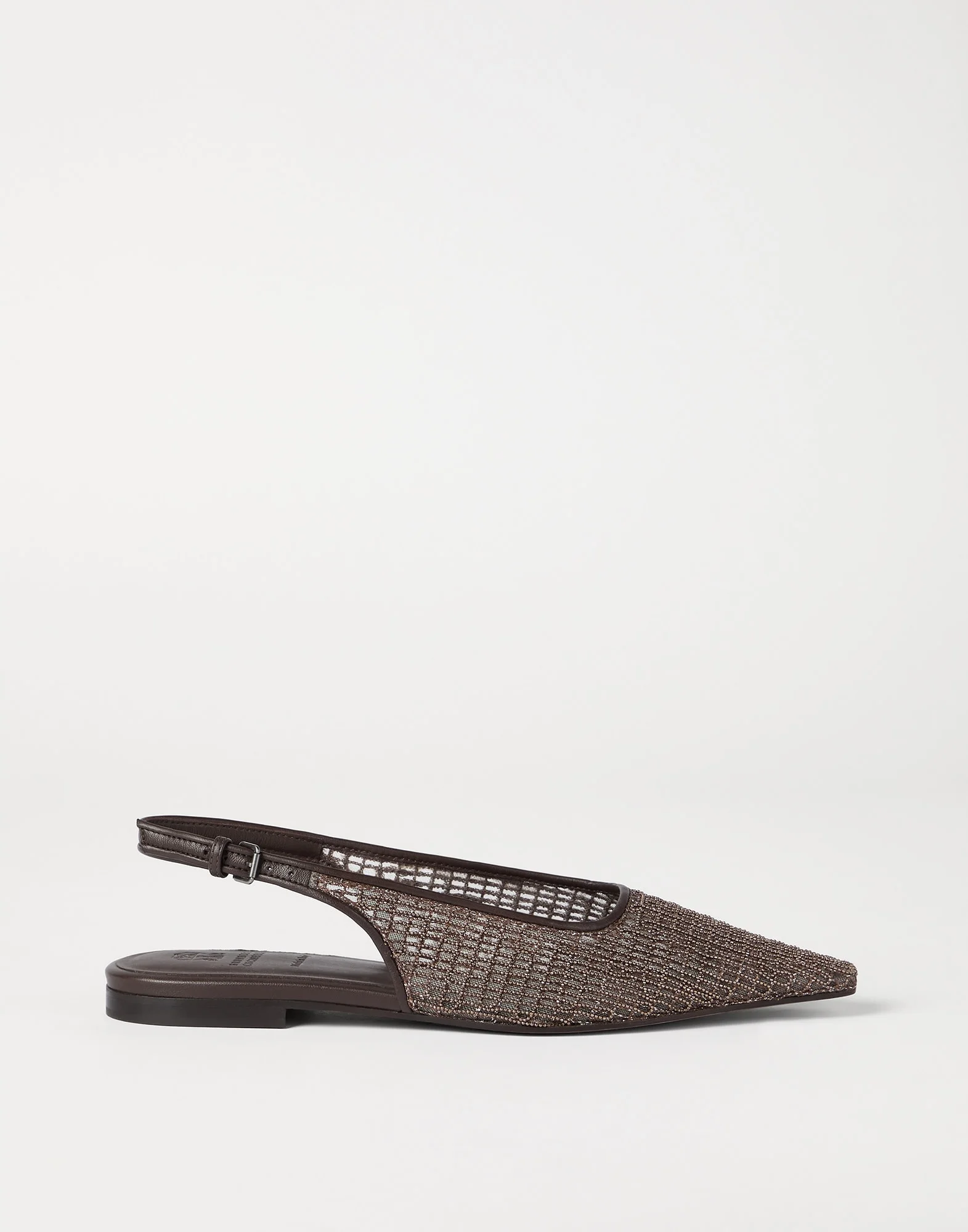 Precious net embroidery slingback flats in leather - 1
