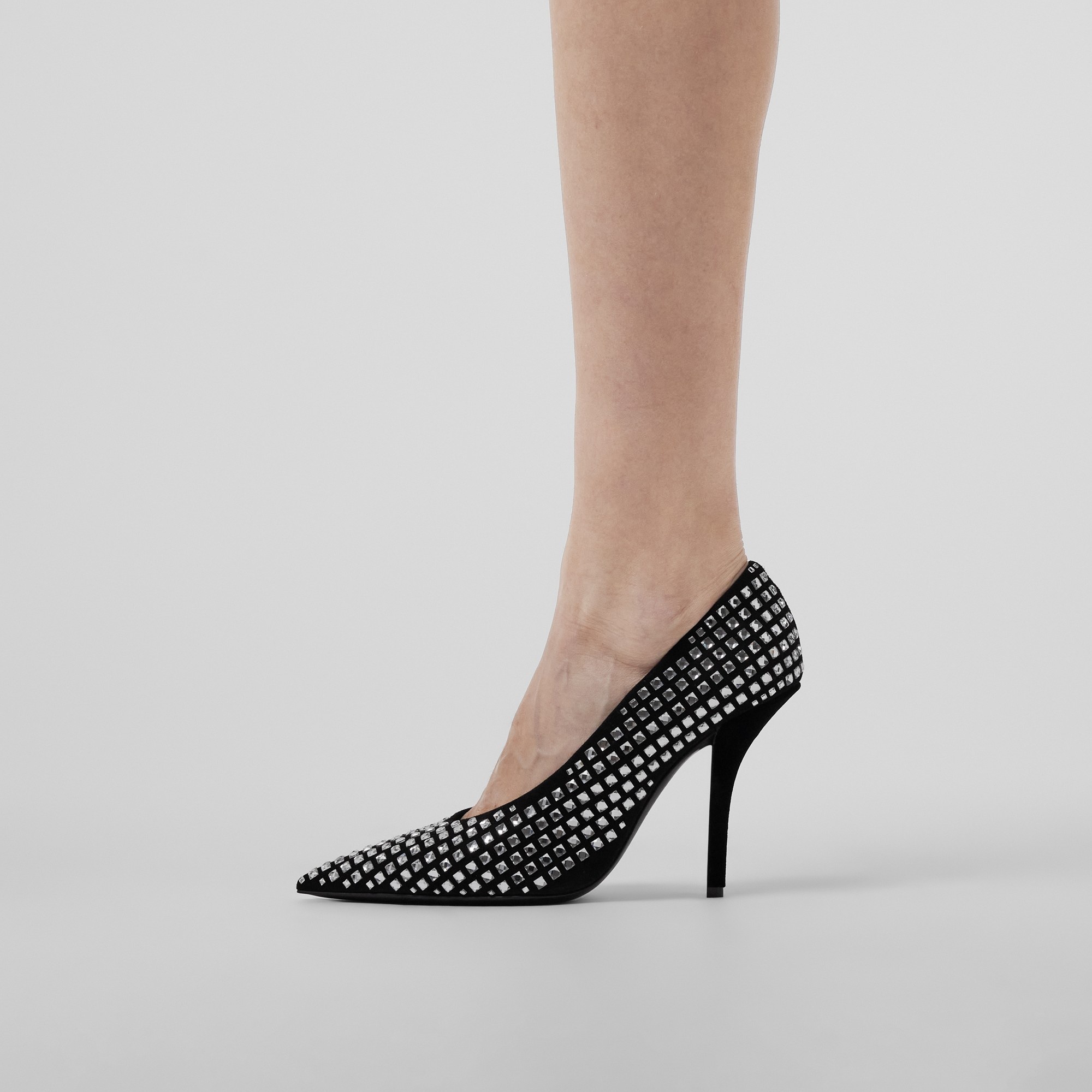 Crystal Detail Leather Point-toe Pumps - 3