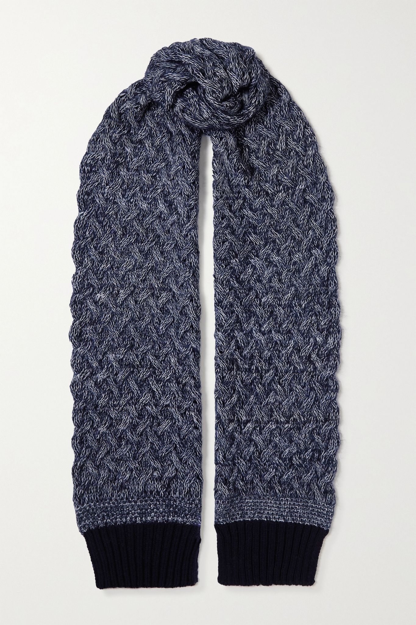 Cable-knit mélange wool-blend scarf - 1