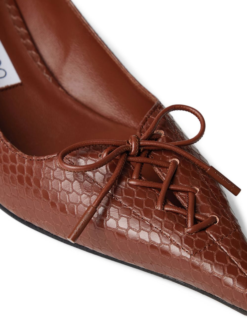 50mm Scarlett lace-up snakeskin-effect pumps - 4