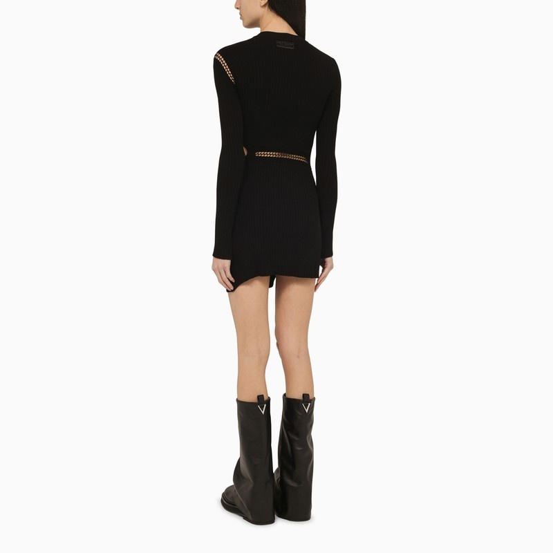 The Attico Black Ribbed Cut-Out Mini Dress Women - 3