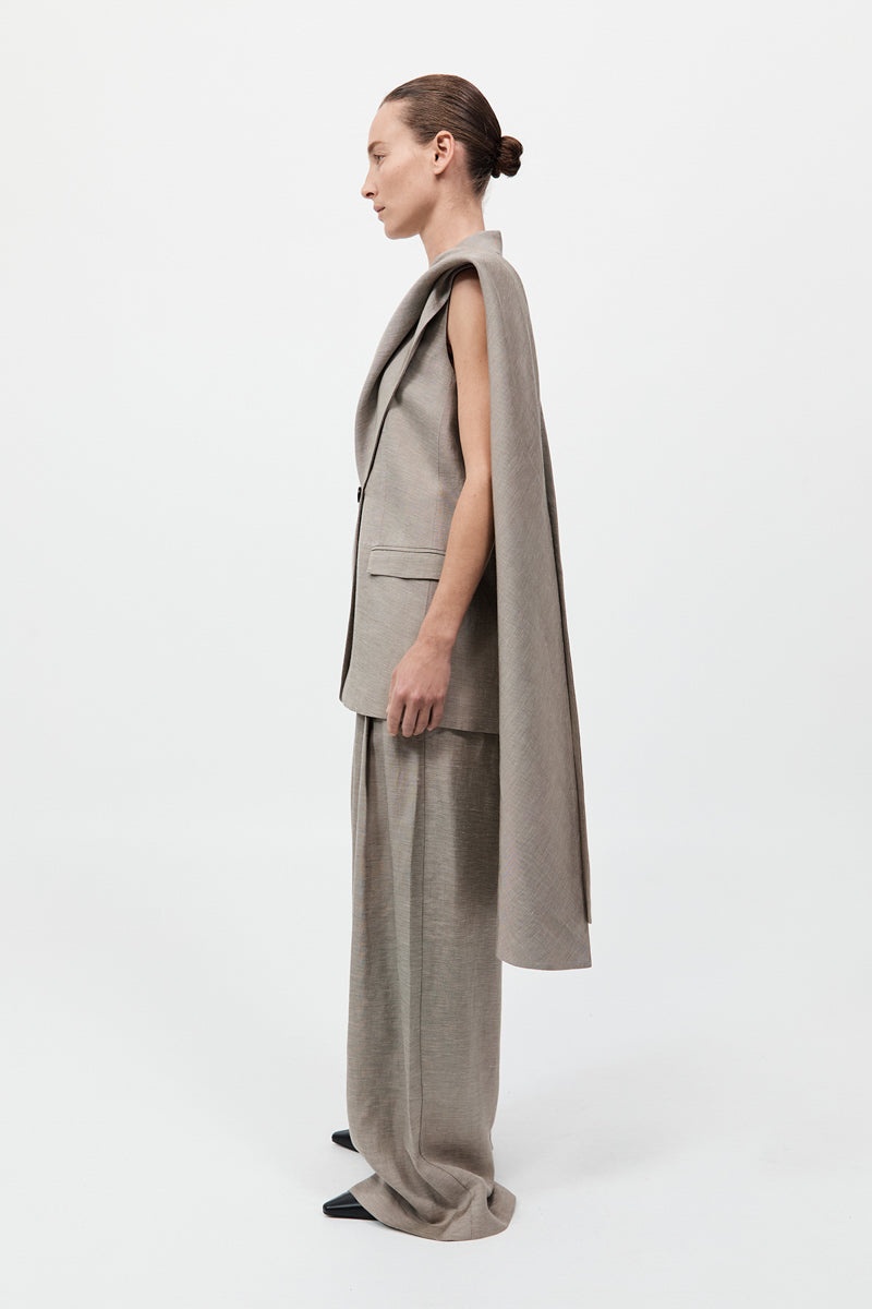 Melange Scarf Blazer - Rye - 6