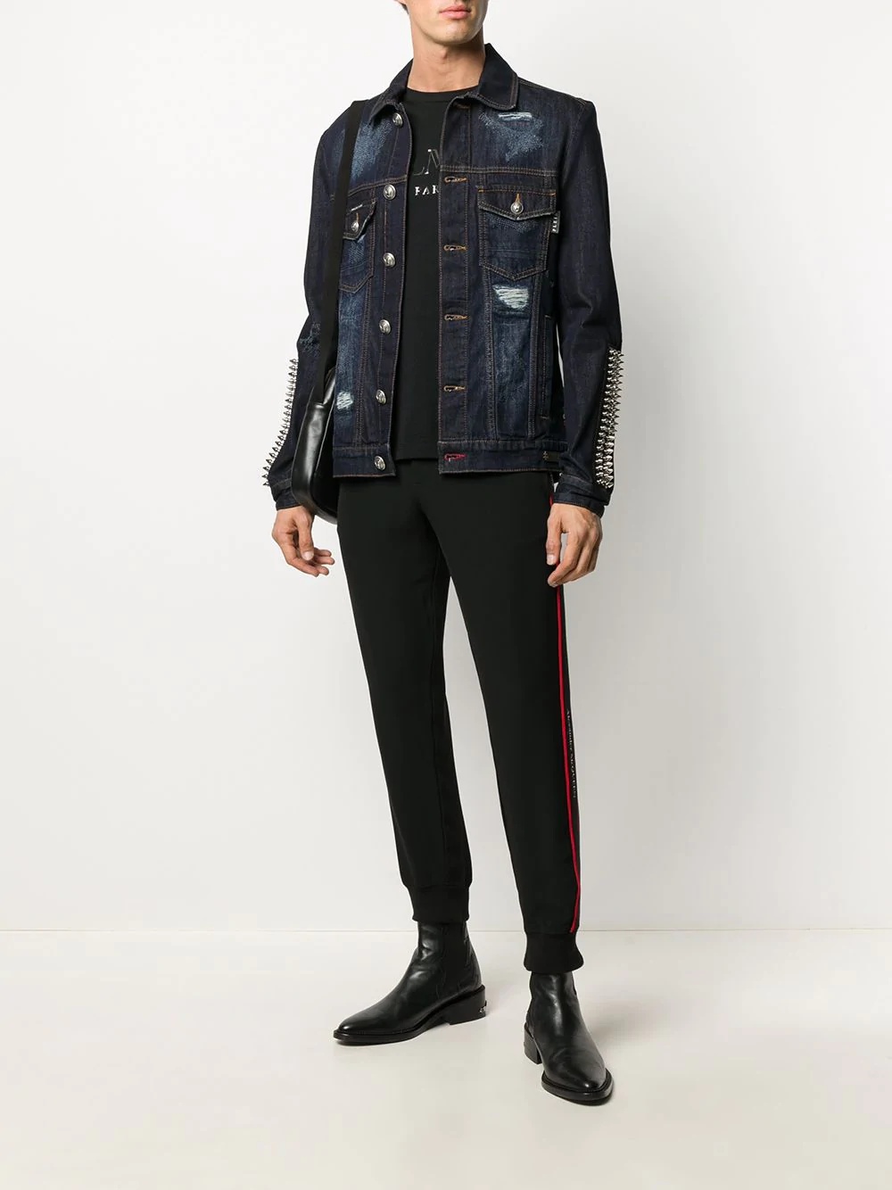 spike sleeve denim jacket - 2