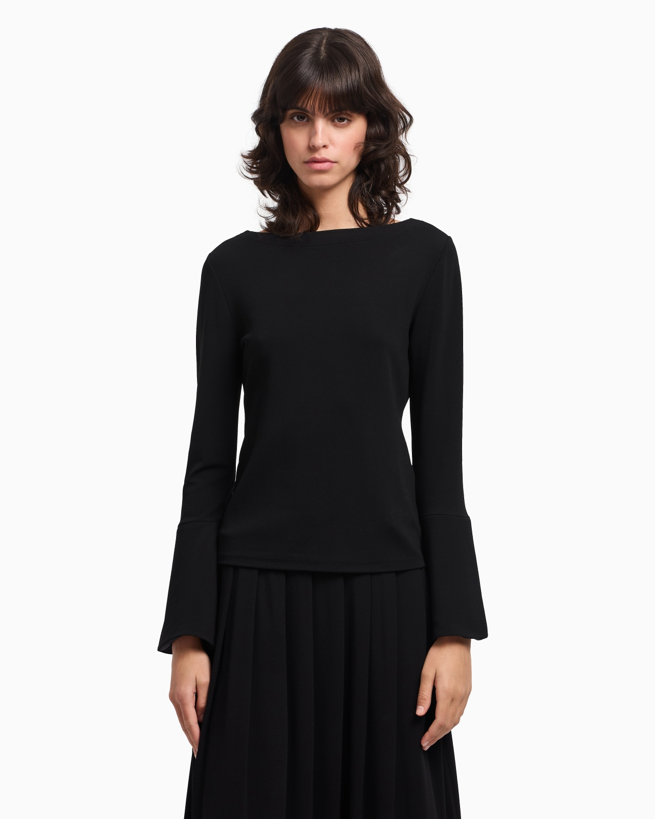 CRÊPE JERSEY TOP WITH PADDED SLEEVES - 4
