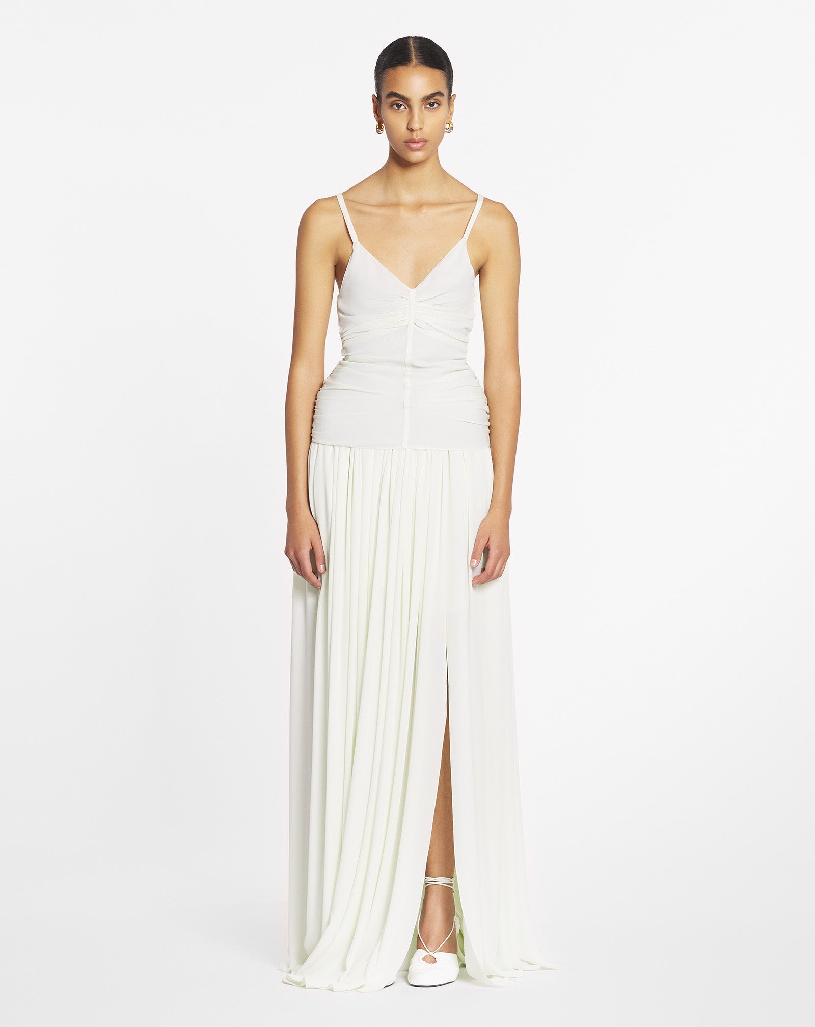 RUFFLED TANK TOP IN SILK GEORGETTE - 2