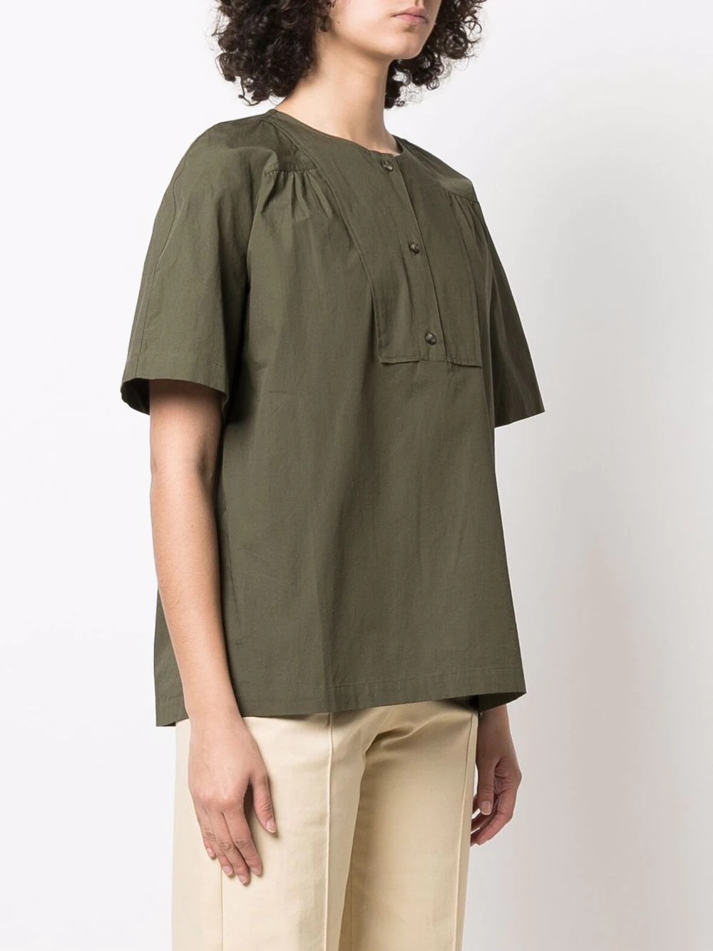 button-front short-sleeved T-shirt - 3