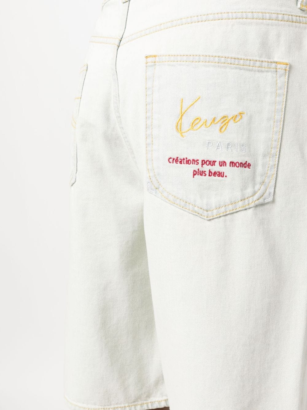 logo-embroidered denim shorts - 5
