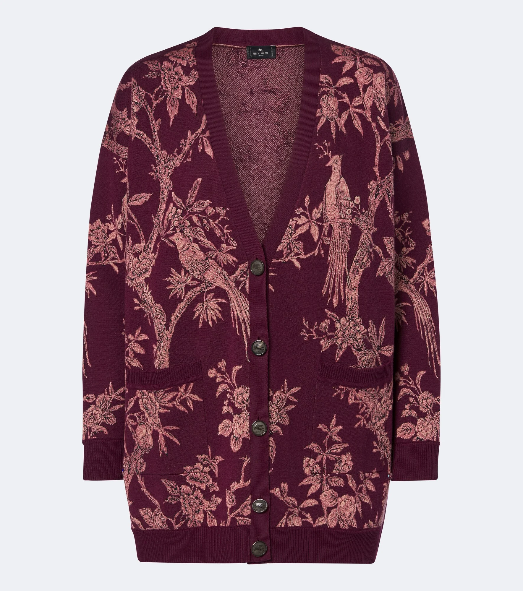 Floral jacquard wool-blend cardigan - 1