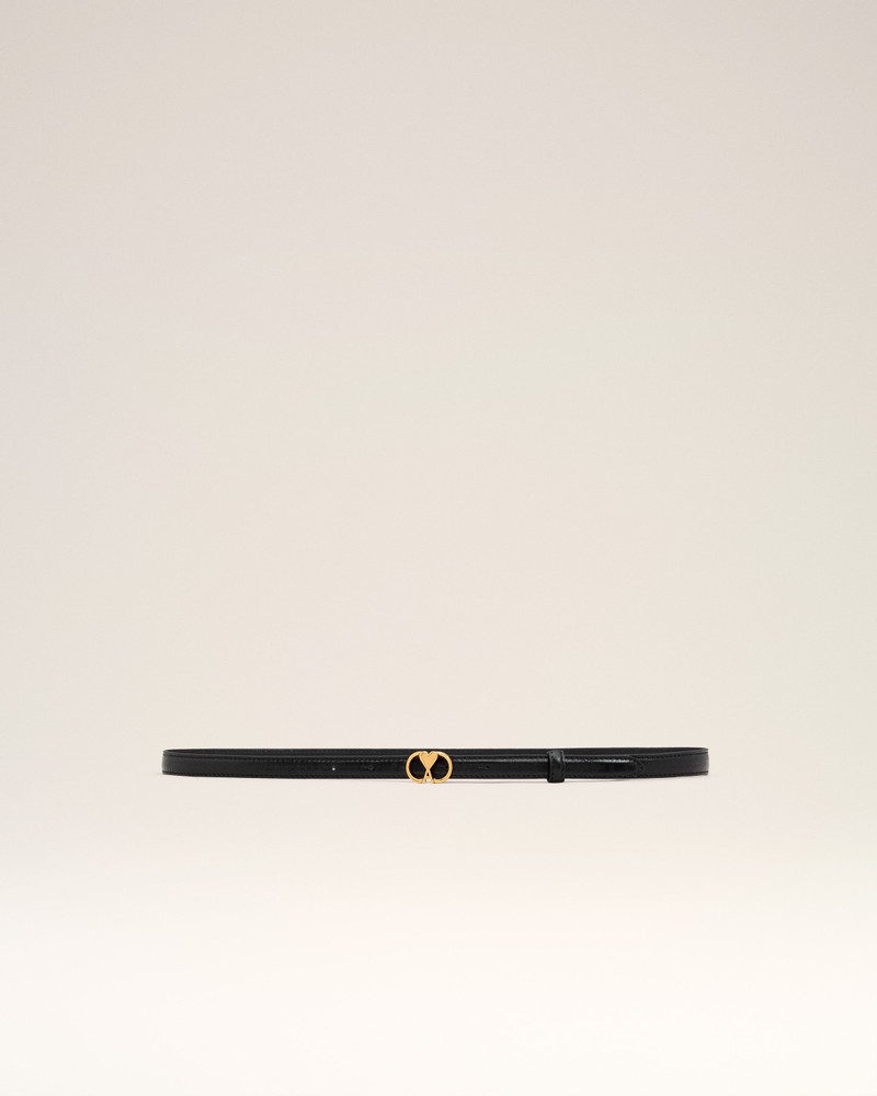 BLACK LEATHER AMI DE COEUR THIN BELT 1