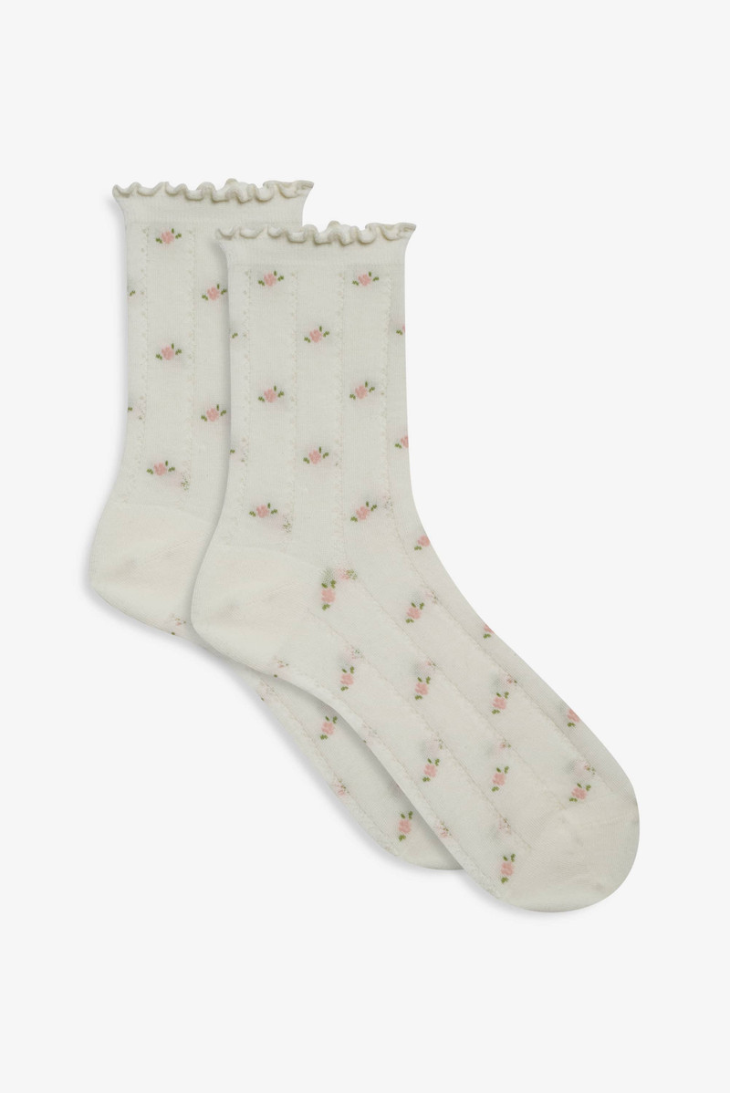 For Love & Lemons Pointelle Floral Crew Socks outlook
