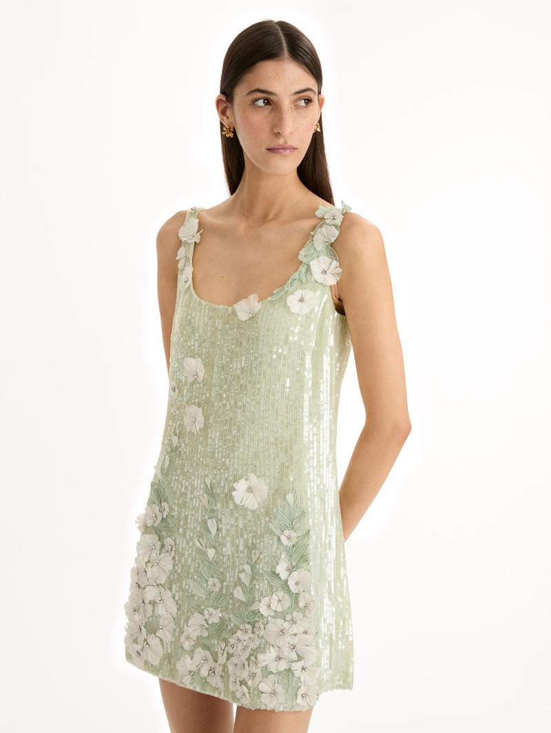 FOXGLOVE EMBROIDERED SEQUIN TULLE SHIFT DRESS 5