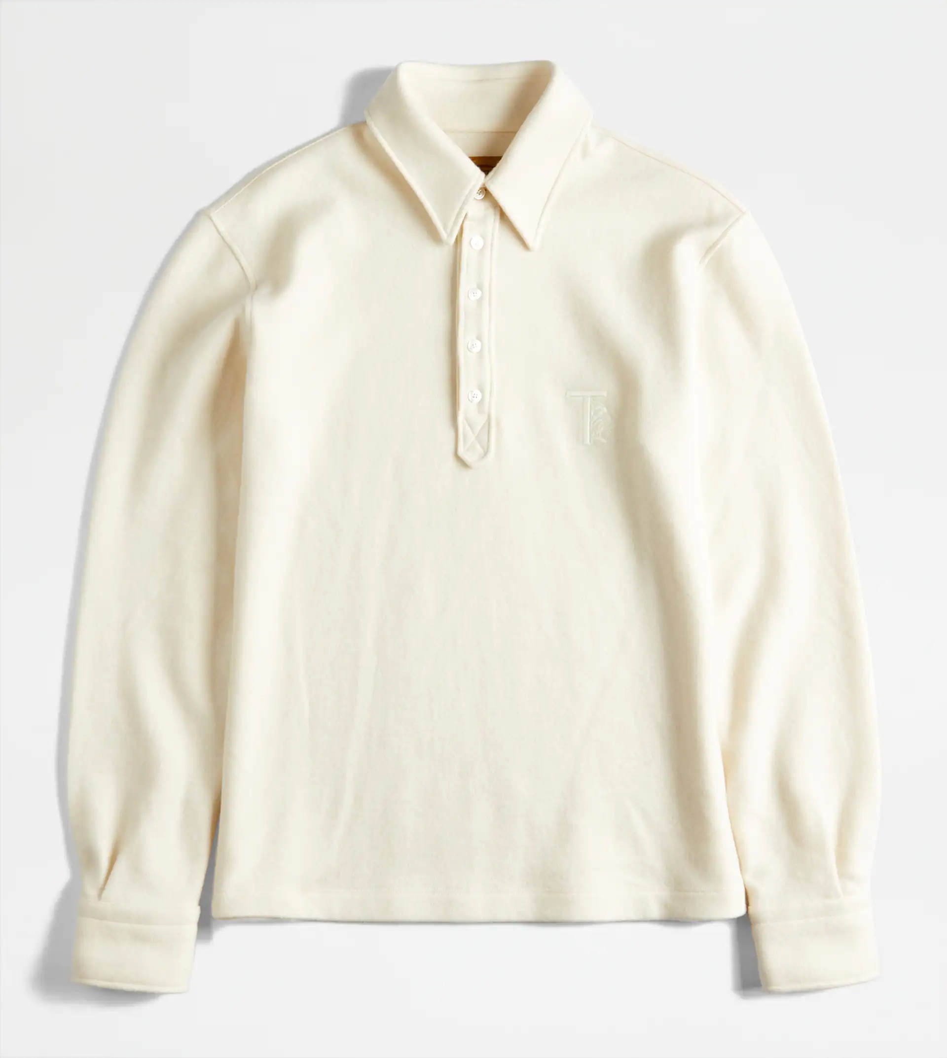 TOD'S CASHMERE BLEND POLO SHIRT - WHITE - 1