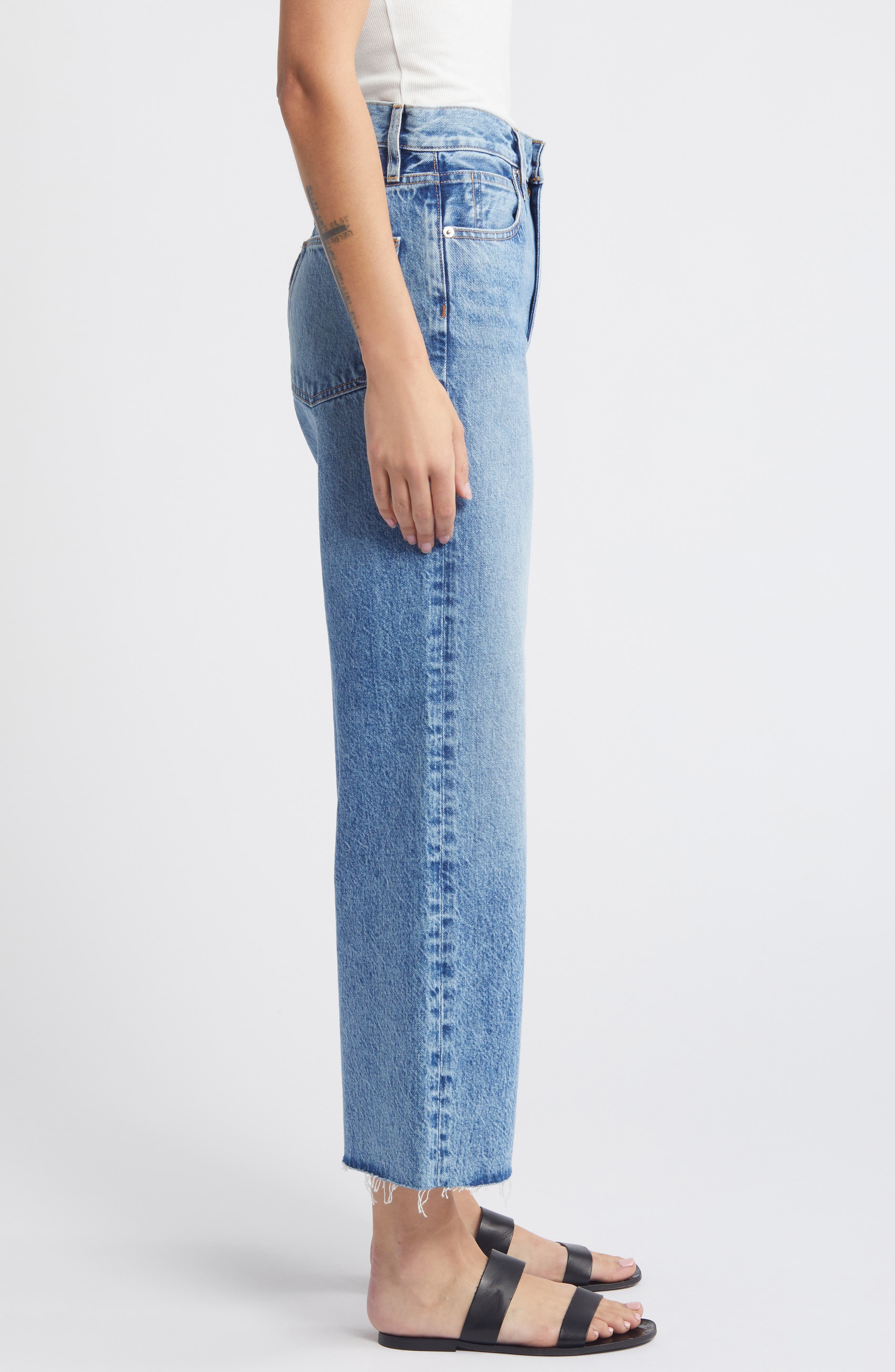 SLVRLAKE Grace High Waist Wide Leg Nonstretch Jeans in Lightning Strikes at Nordstrom - 3