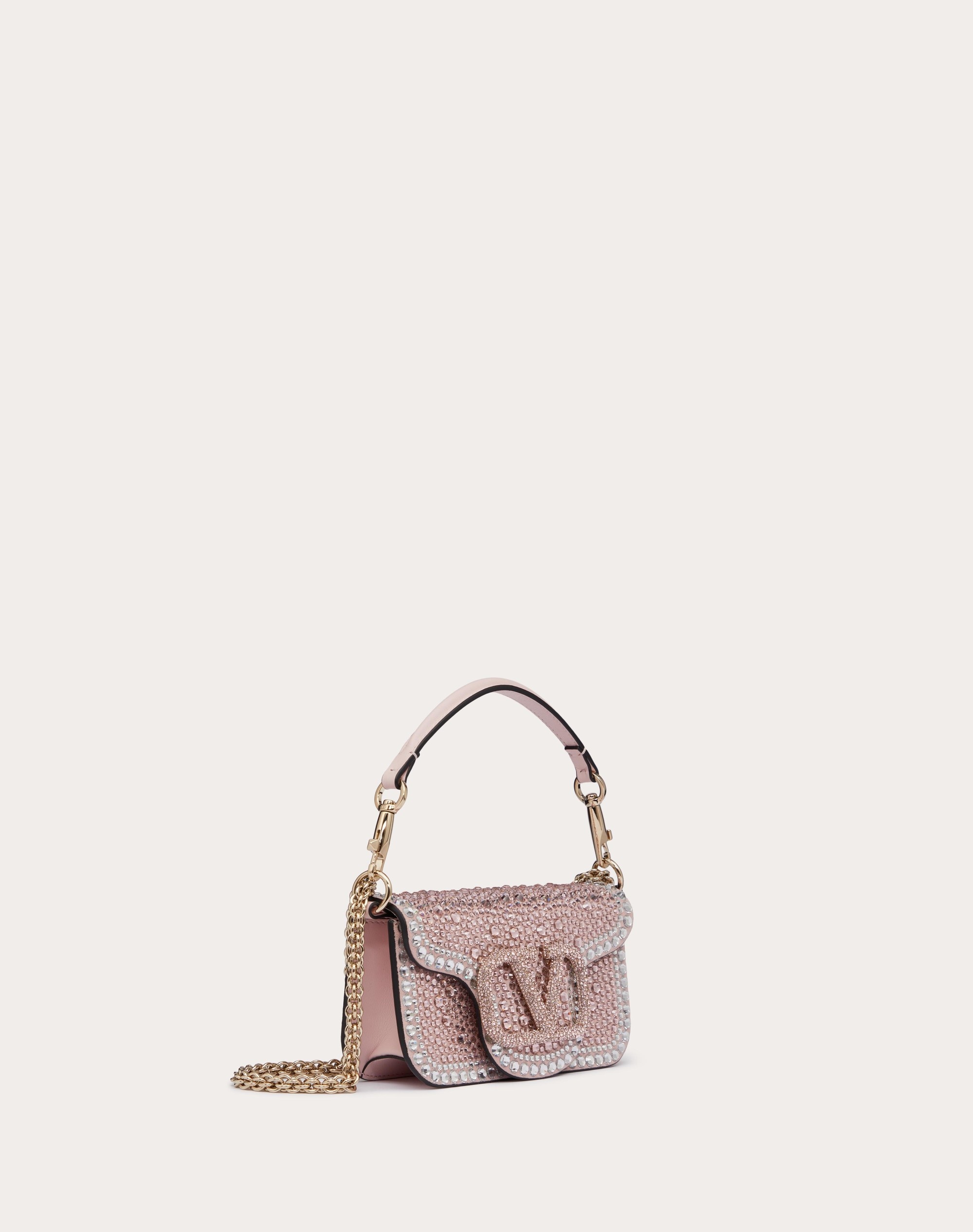 SMALL VALENTINO GARAVANI LOCÒ SHOULDER BAG WITH RHINESTONES - 3