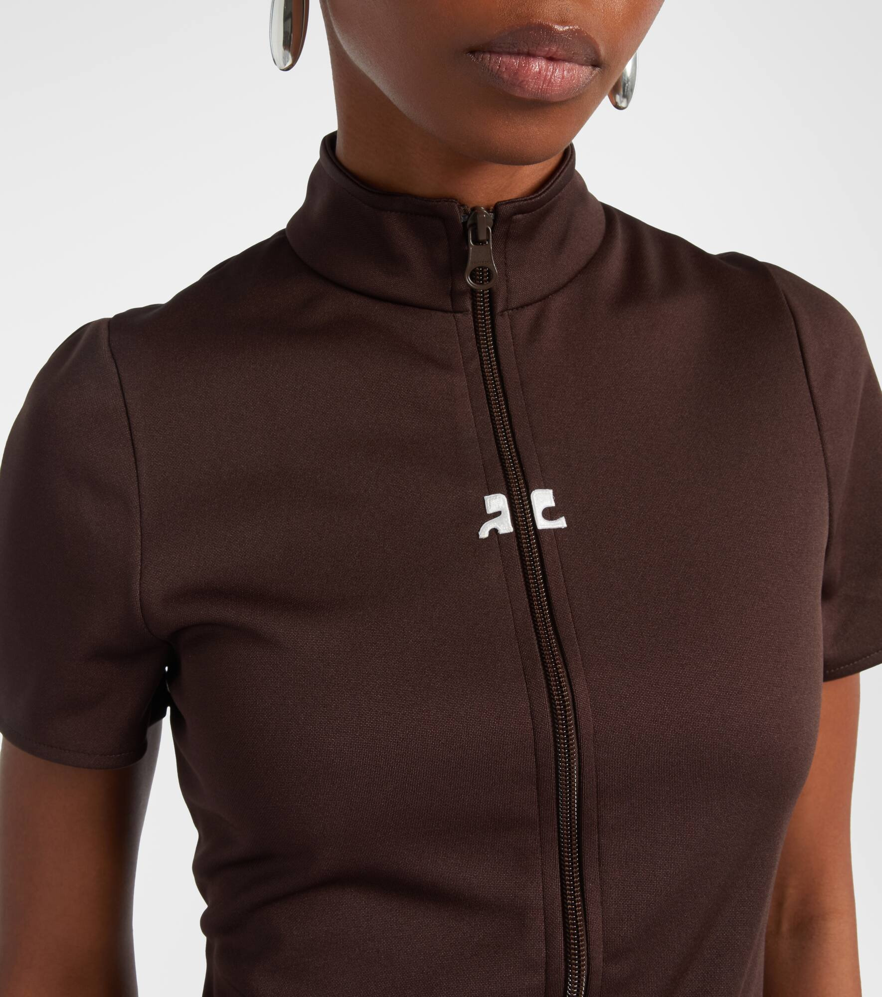 Interlock jersey zip-up top - 4