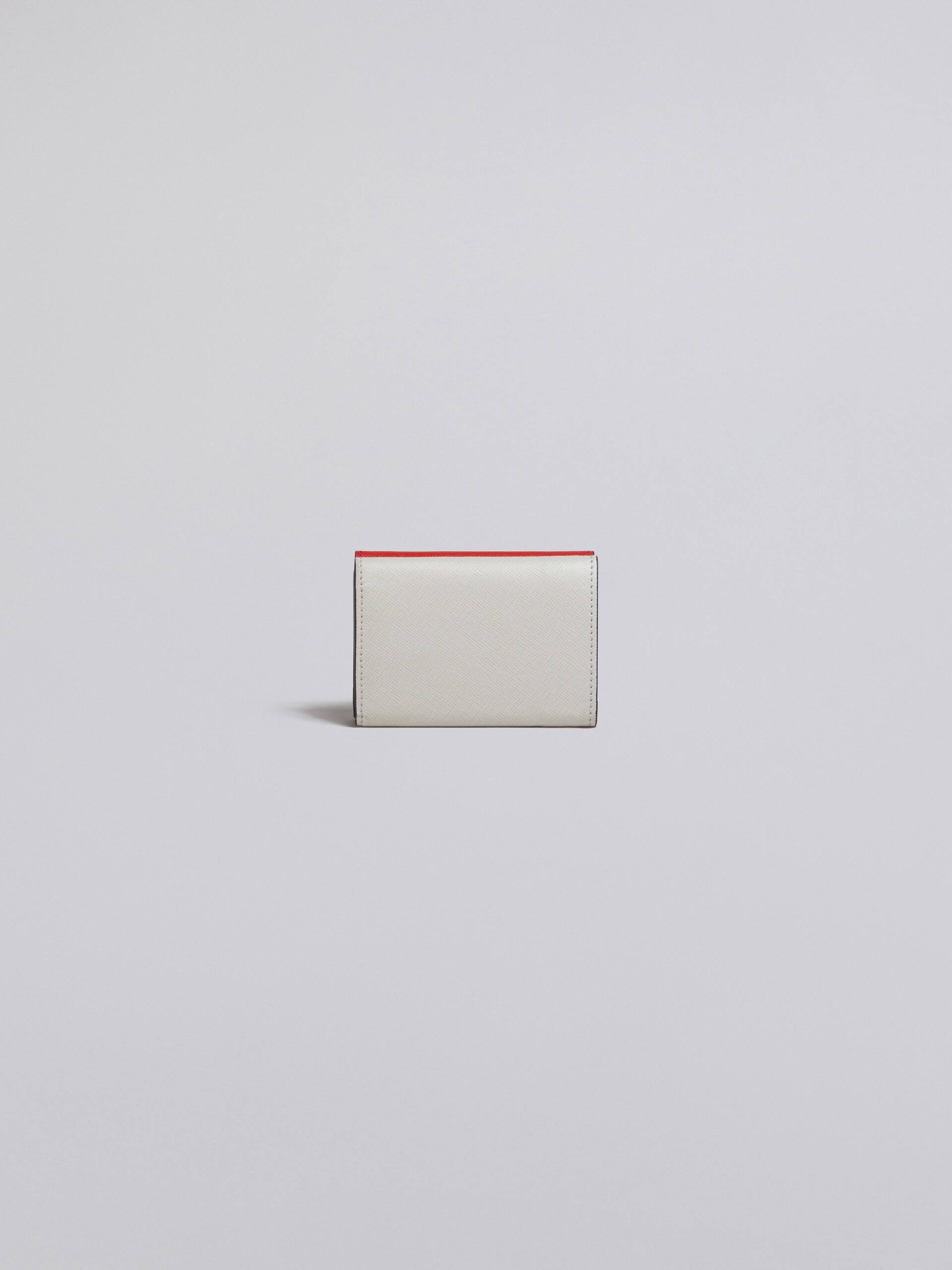 BROWN RED AND WHITE SAFFIANO LEATHER TRI-FOLD WALLET - 3