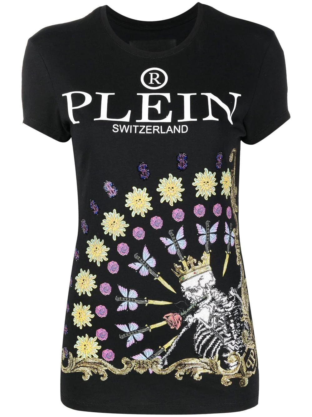 skeleton-print round neck T-shirt - 1