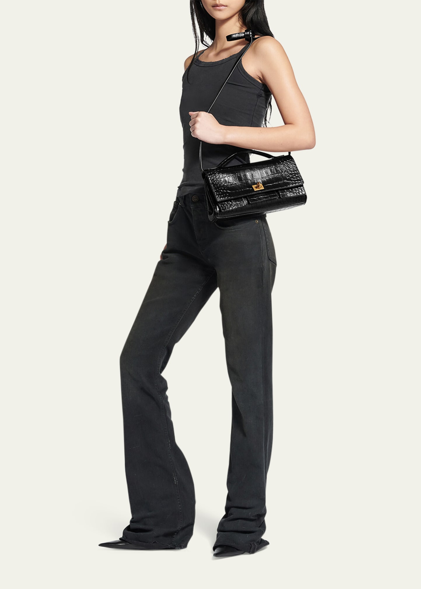 Bel Air Small Croc-Embossed Leather Clutch Bag - 6