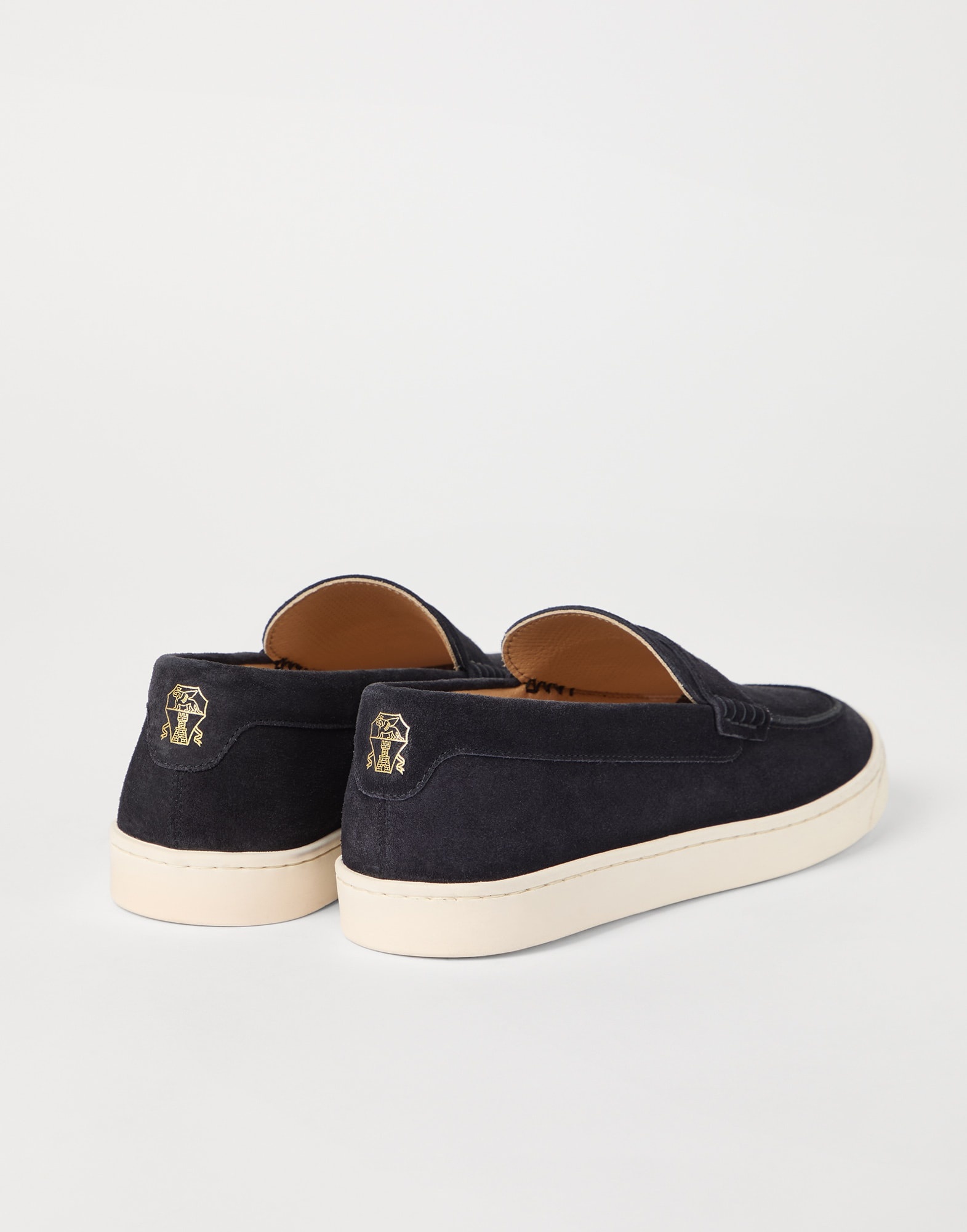 Washed suede loafer sneakers with natural rubber sole - 2