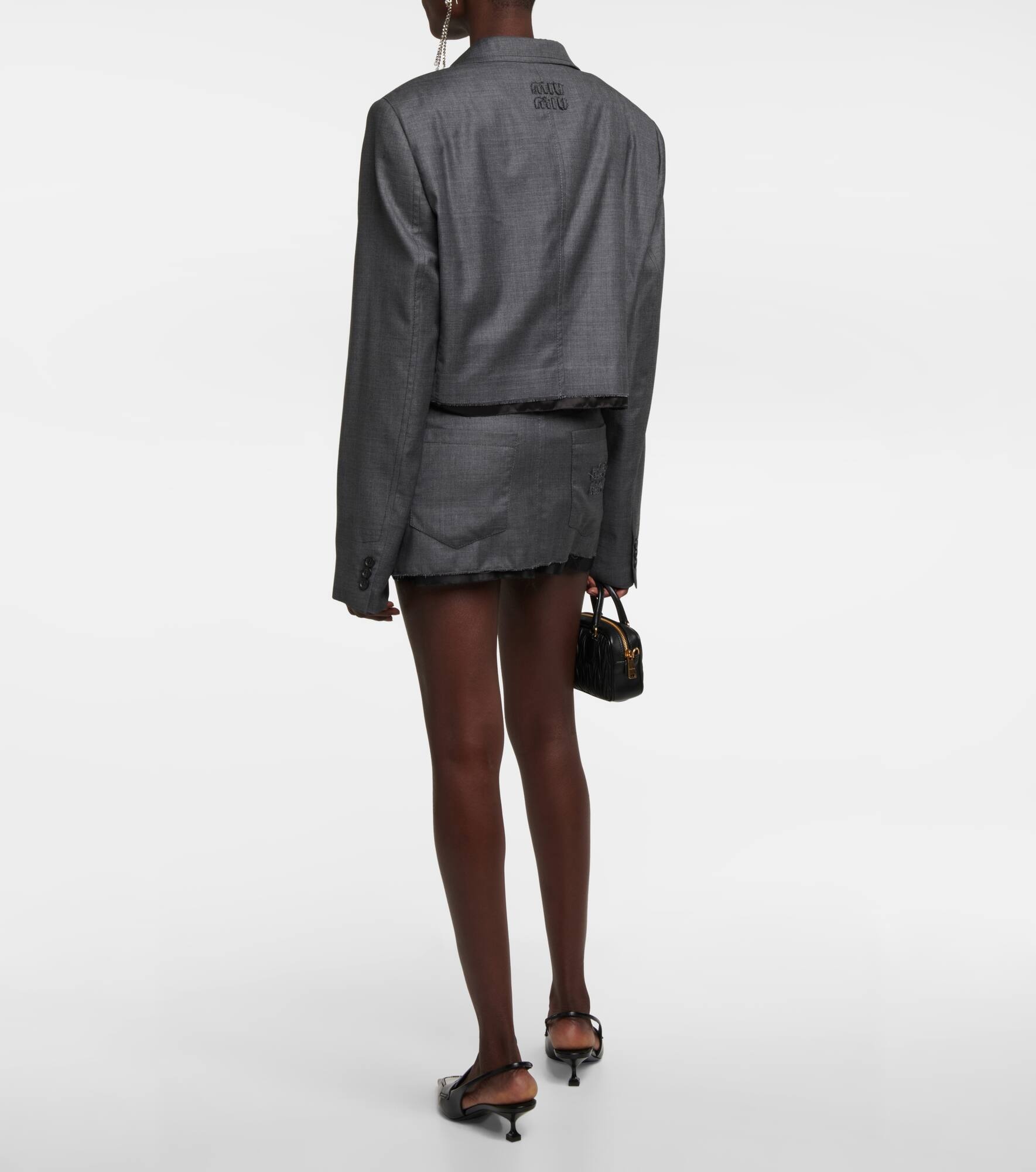 Cropped virgin wool blazer - 3
