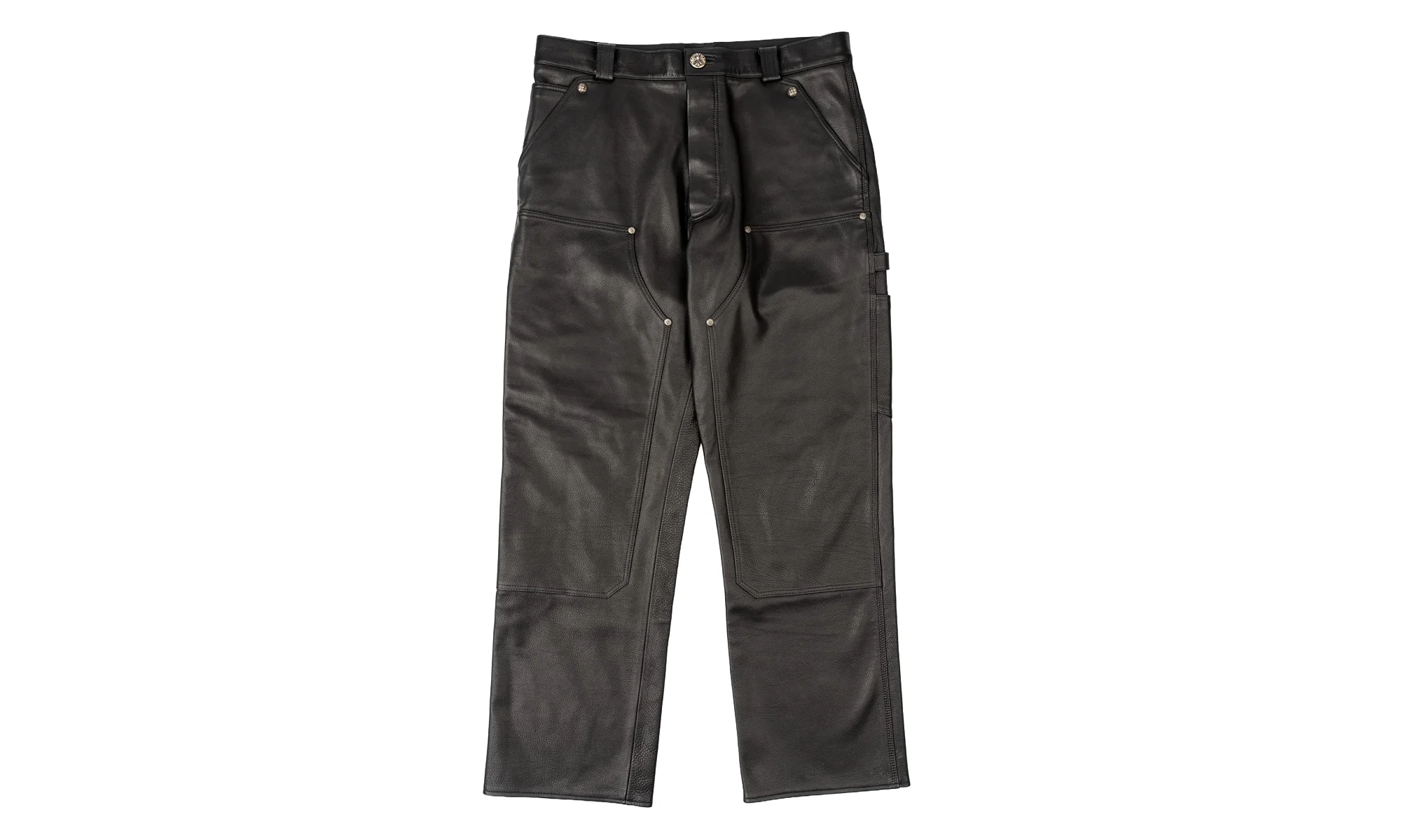 Leather Double Knee Leather Carpenter Pants "Black" CHRM1724 - 1
