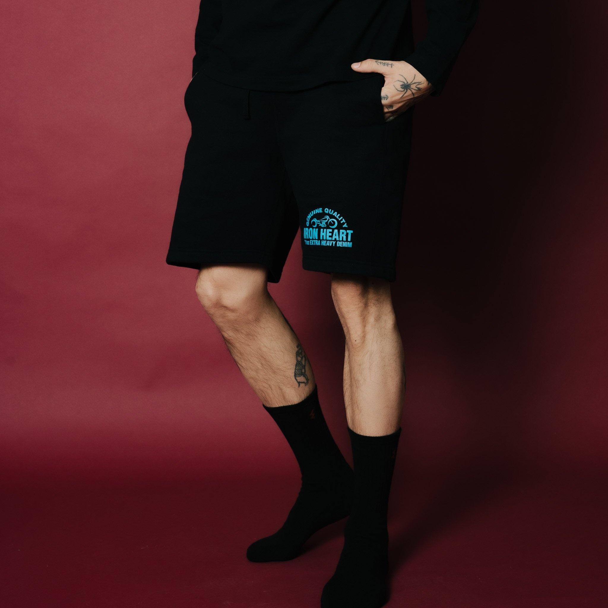 IHSW-50-BLK Ultra Heavy Cotton Fleece Printed Sweat Shorts – Black - 4