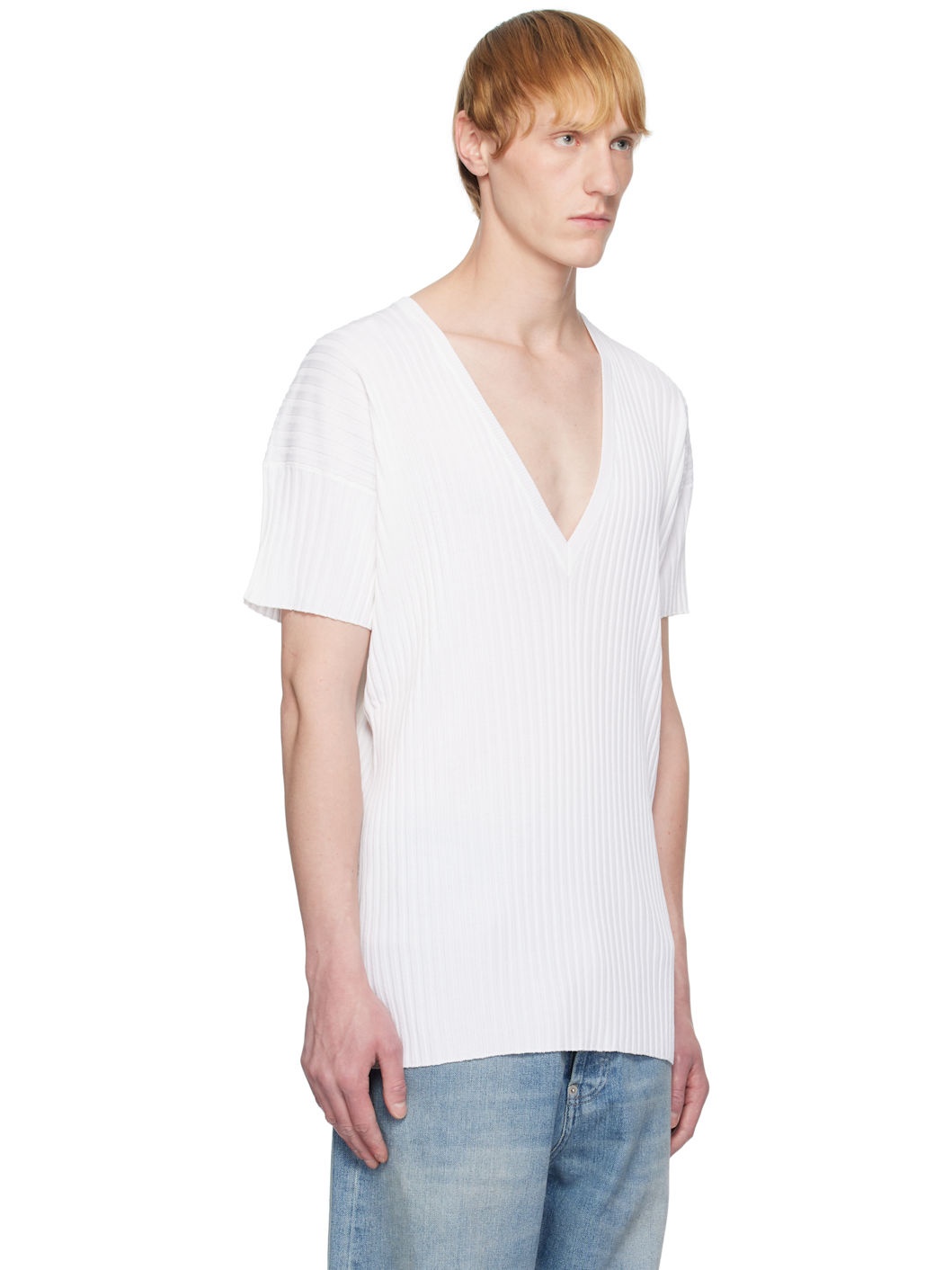 White Rib-Knit Sweater - 2