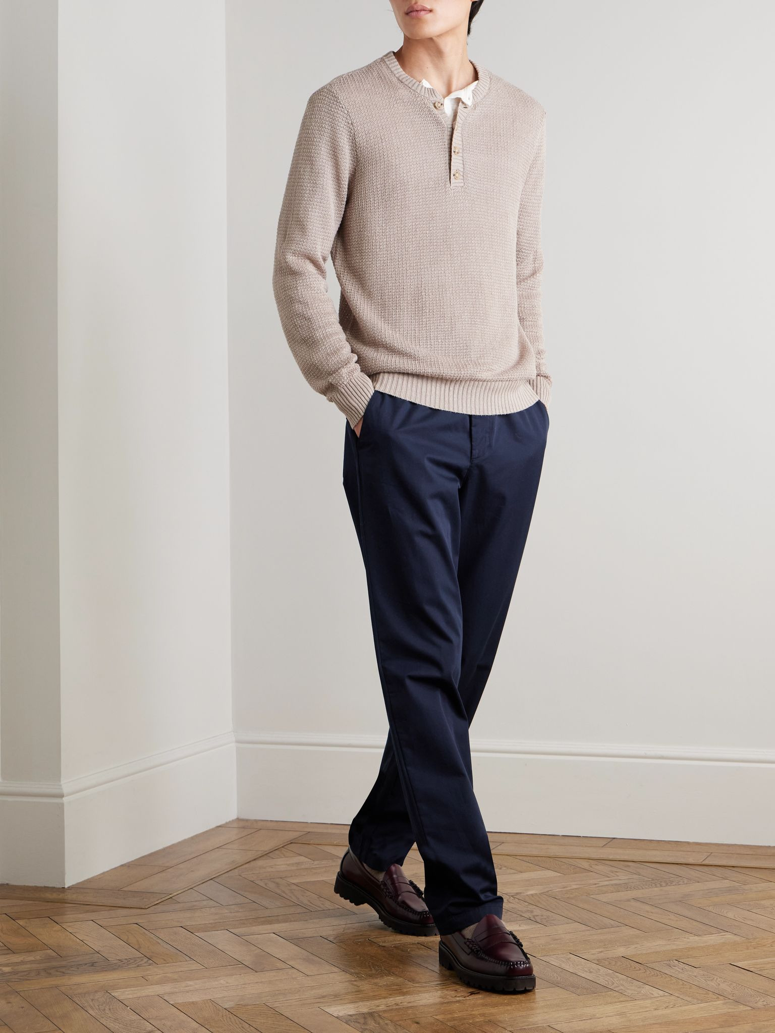 Ashdown Straight-Leg Cotton-Twill Trousers Navy - 2