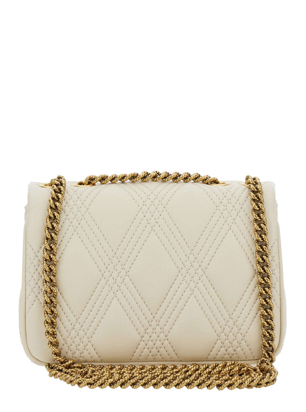 Valentino Garavani Women 'Quiltie 67' White Crossbody Bag With Vlogo Plaque On The Front And Diamond - 4