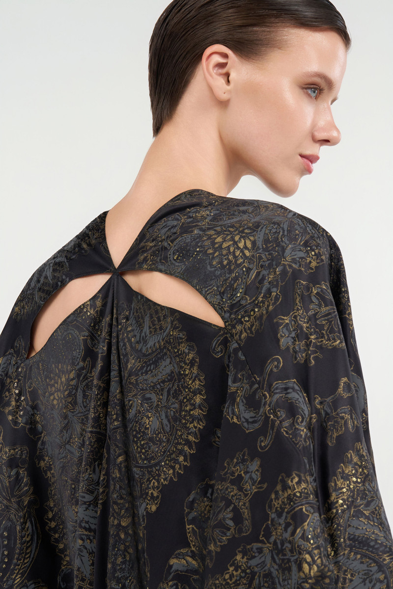Ornamental Black silk kaftan 7