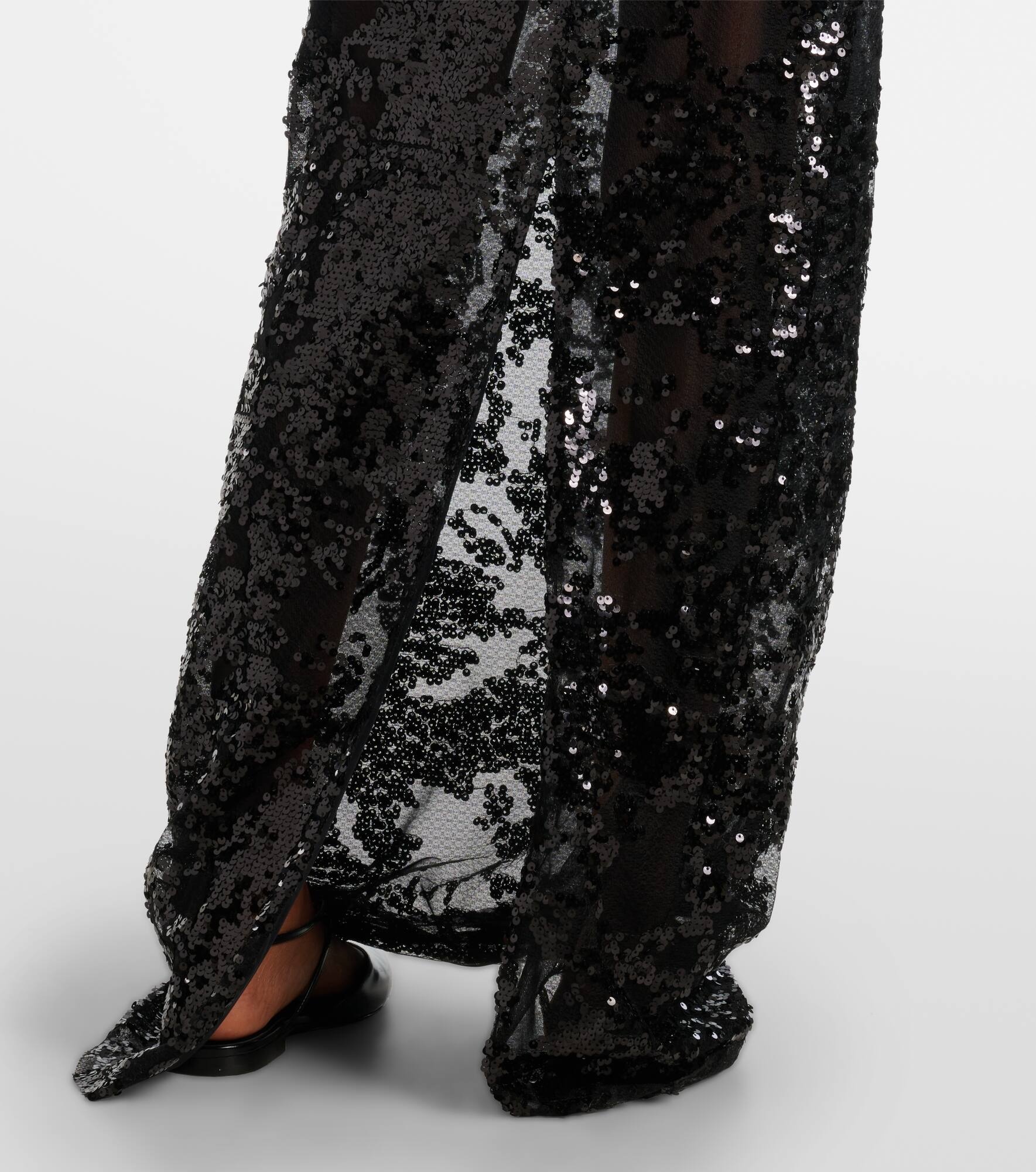 Sequined high-rise tulle maxi skirt - 5