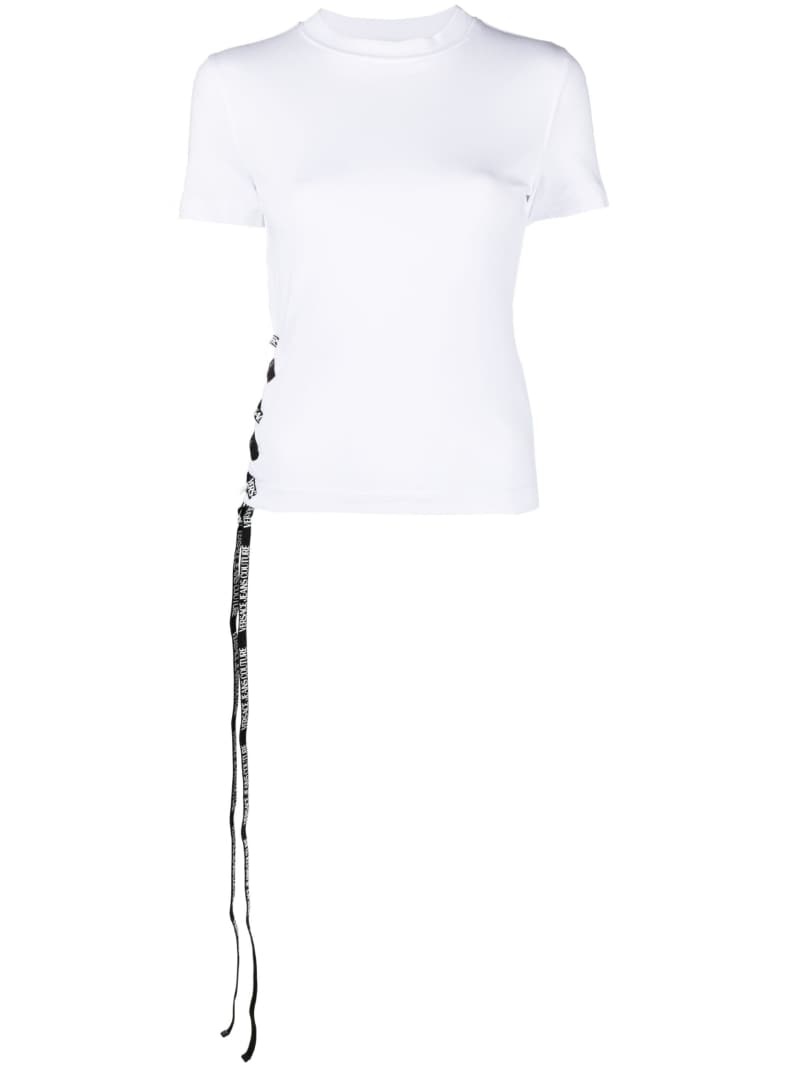 lace-up cotton T-shirt - 1