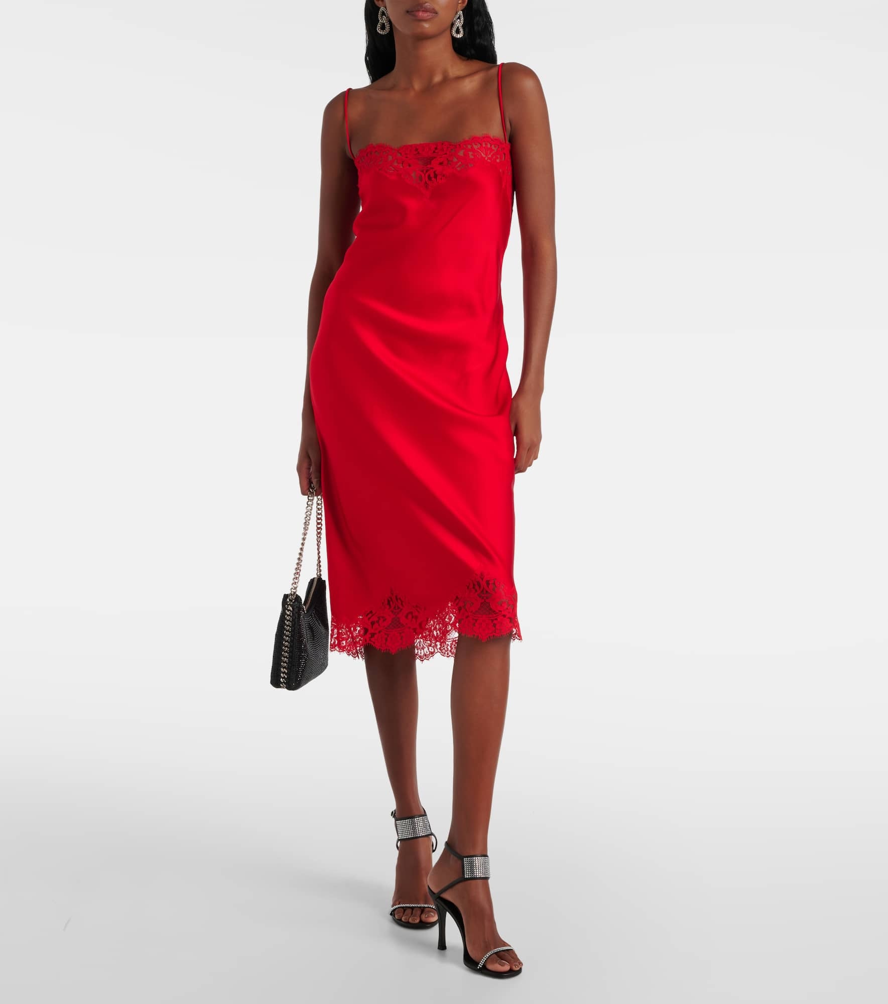 Lace-trimmed satin slip dress - 2