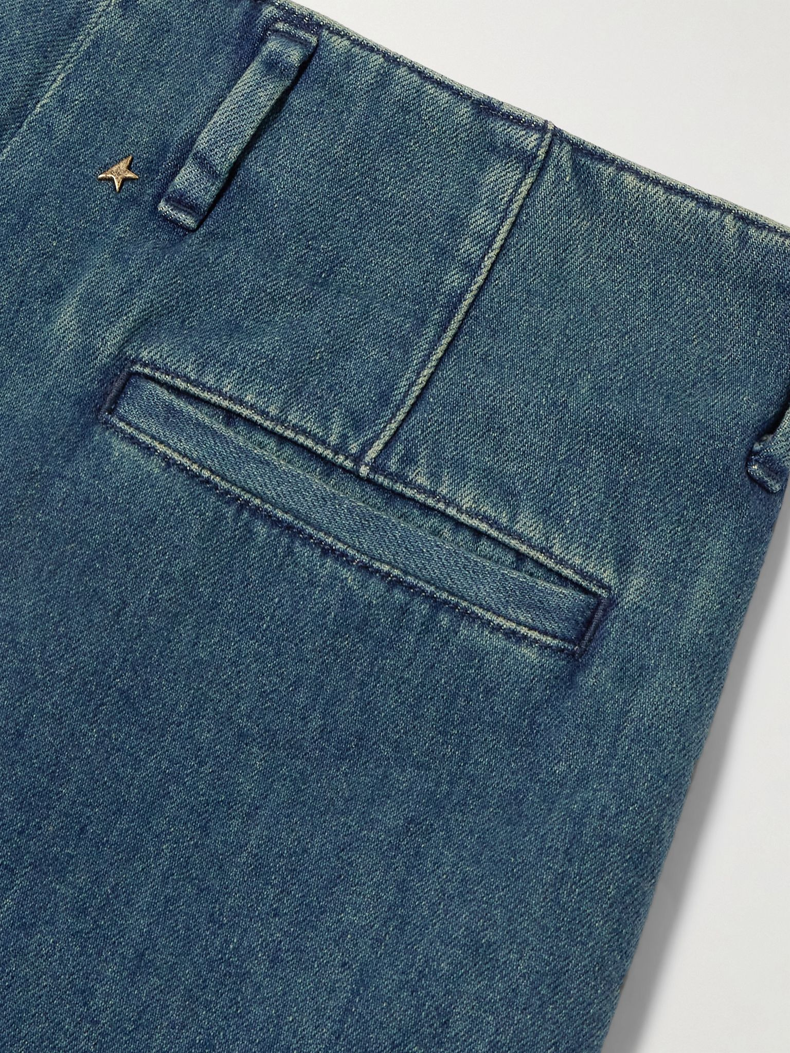 Embellished pleated high-rise wide-leg jeans Dark denim - 6
