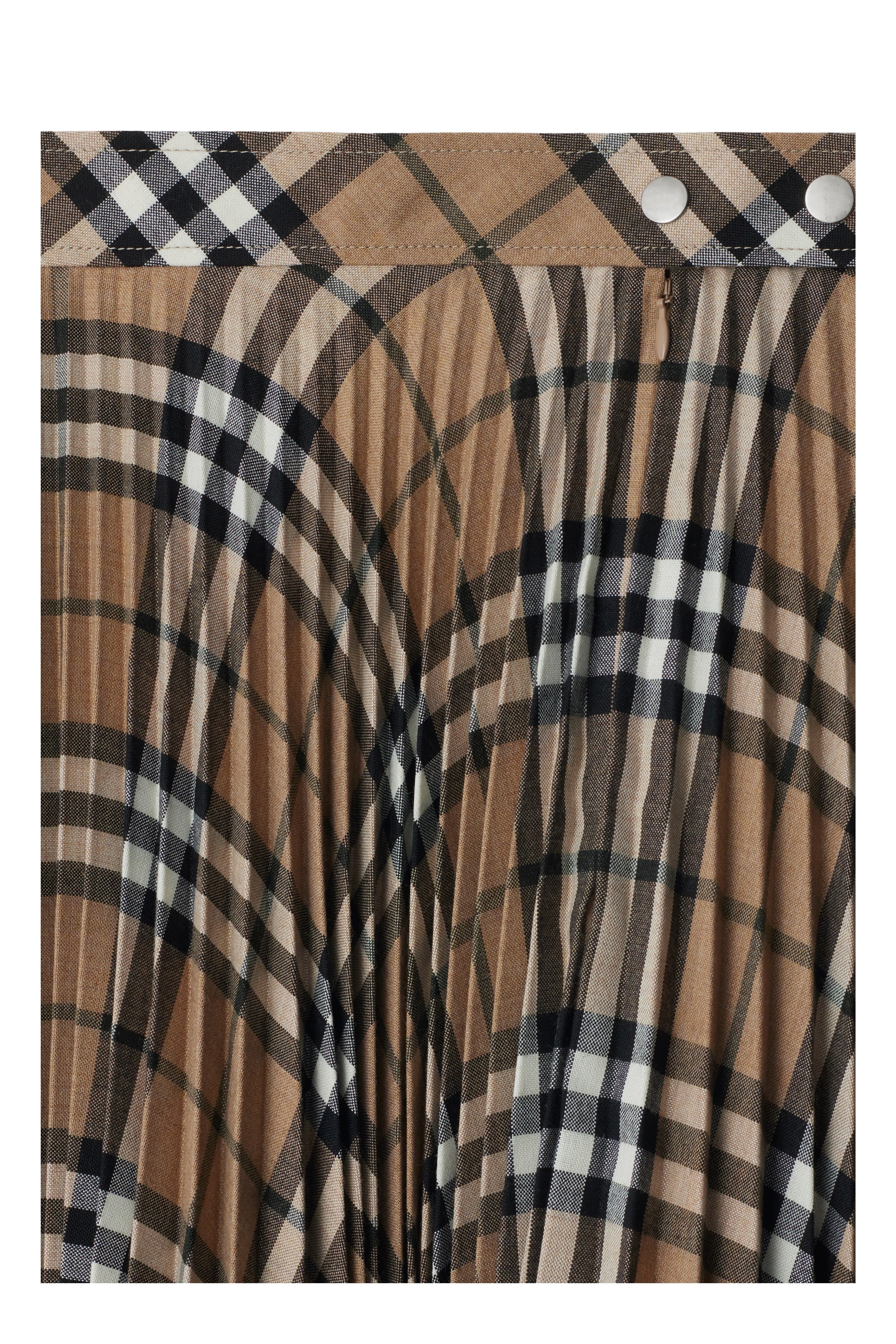 burberry Pleated Check Wool Blend Skirt in Linden at Nordstrom - 5