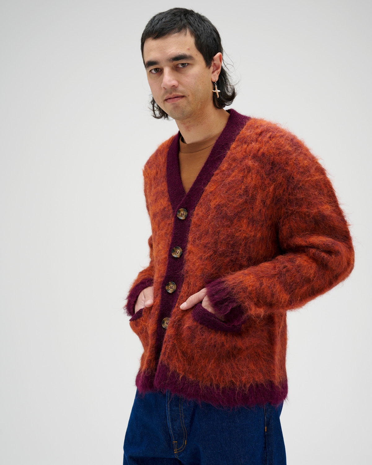 Marled Alpaca Cardigan - Purple - 5