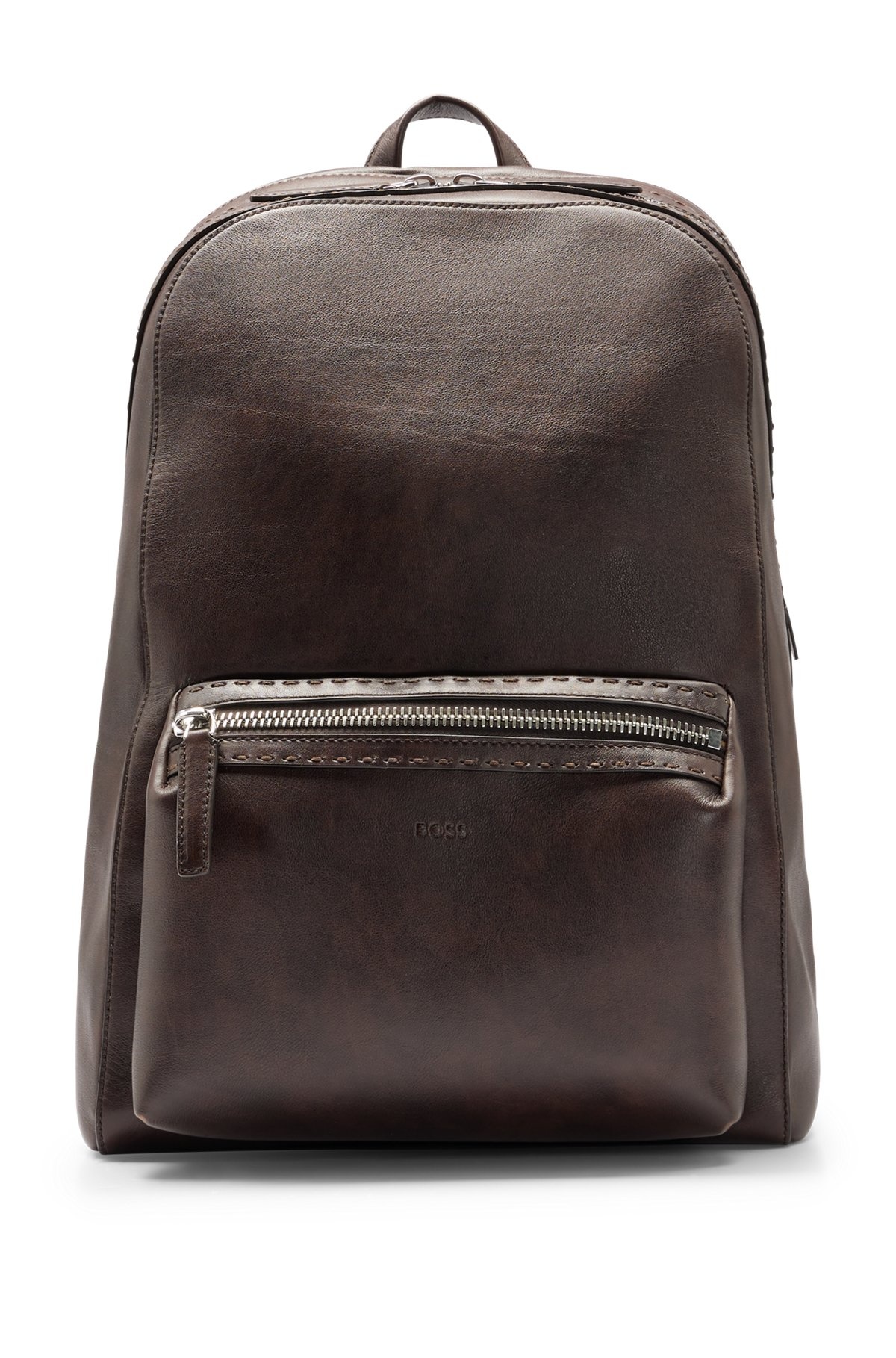 LEATHER BACKPACK WITH EMBOSSED LOGO - 1