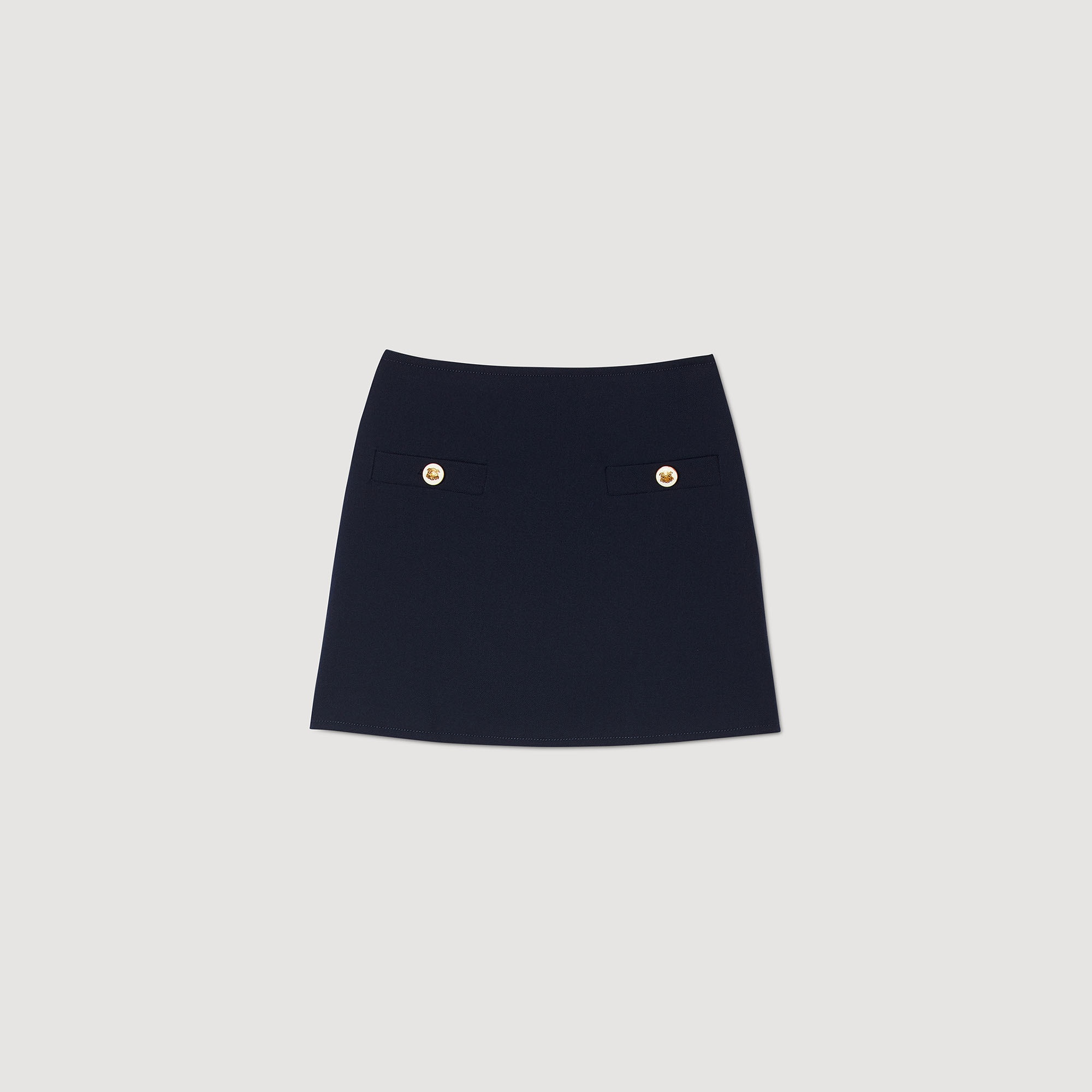 Short wool twill skirt - 1