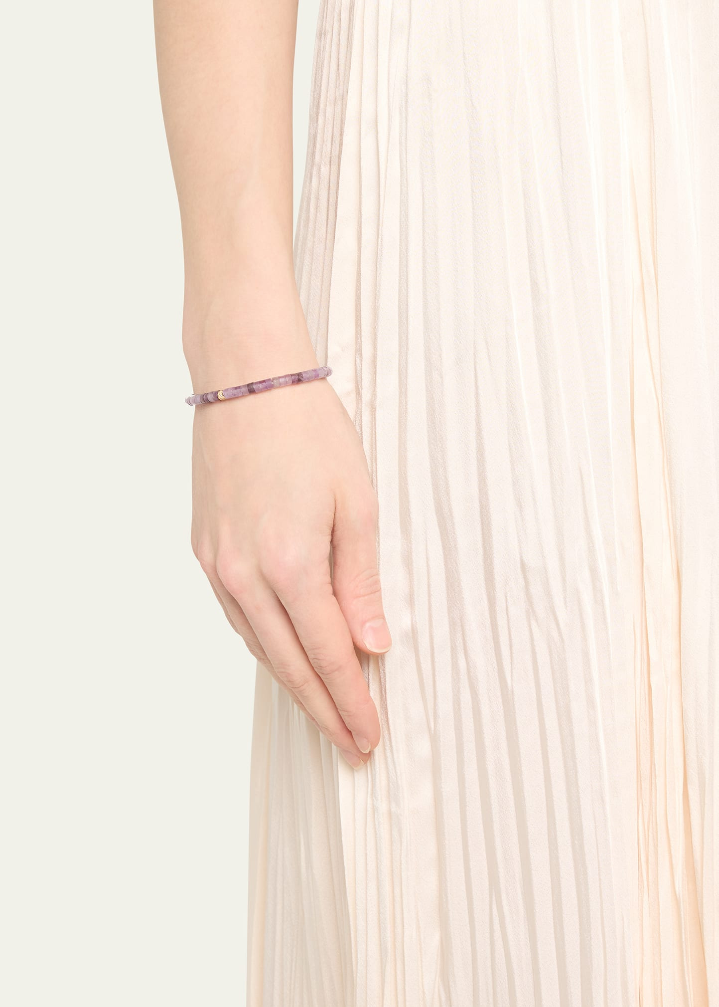 Scallop Edge Pave Rondelle Bead Bracelet - 2