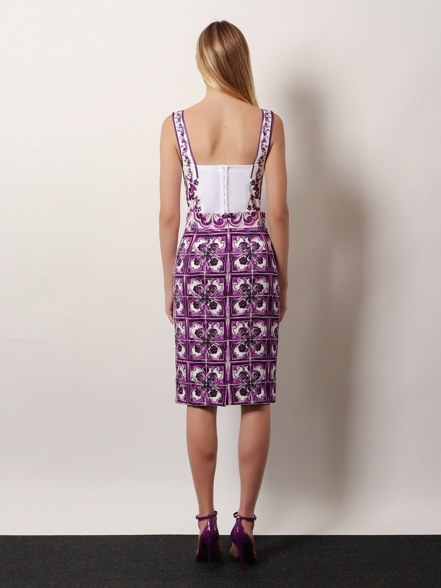 Dolce & Gabbana Women Maiolica Silk Pencil Skirt - 3