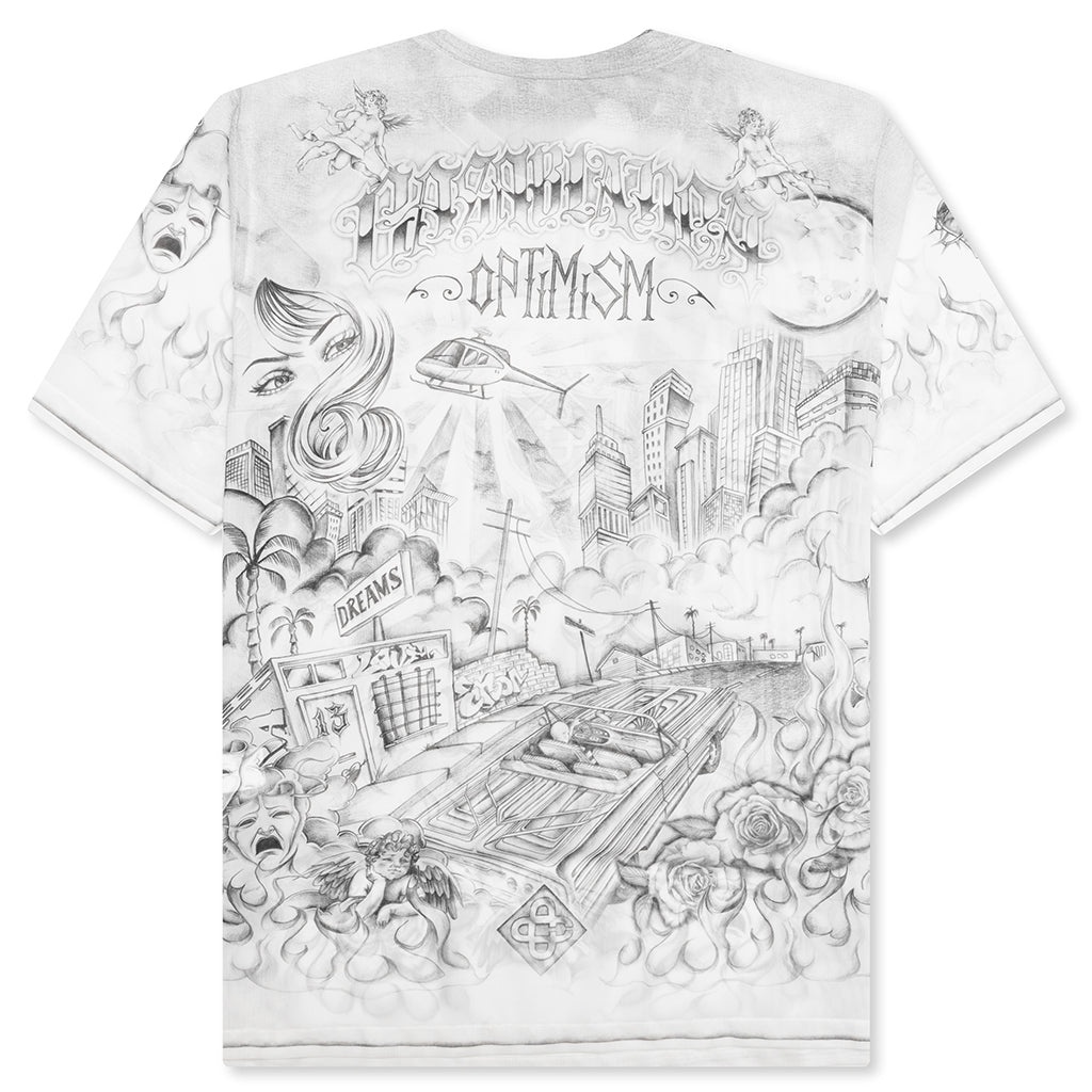 SHORT SLEEVE PRINTED CREW NECK MESH TOP - TATTOO - 2