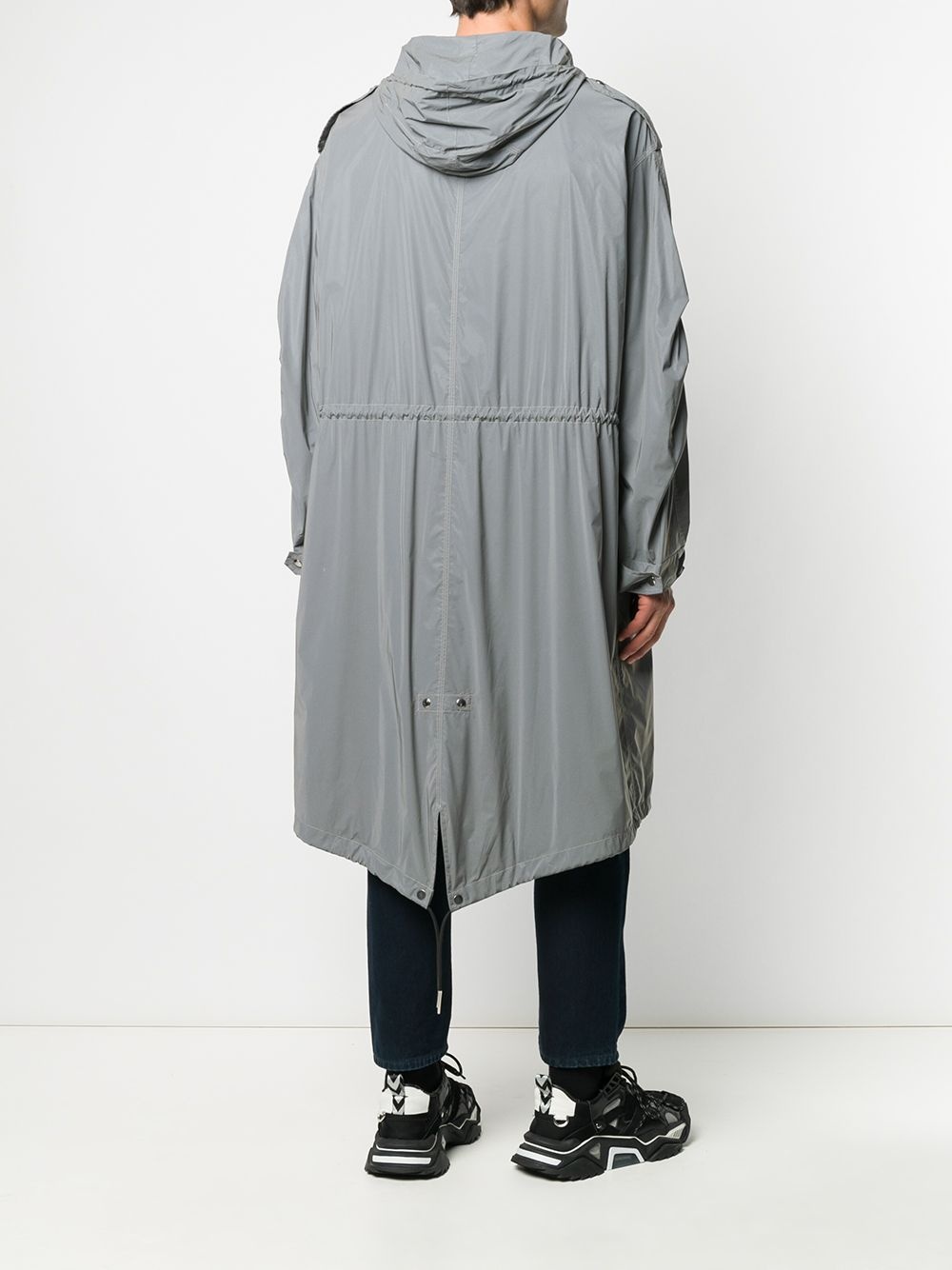 hooded drawstring-waist parka - 4